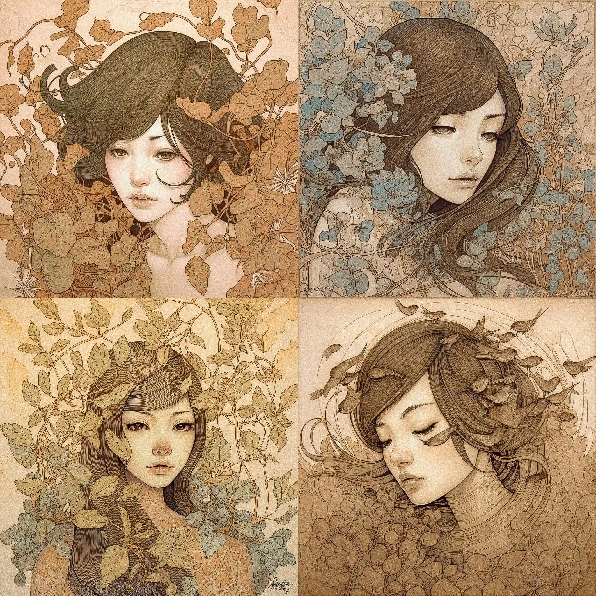 -奥黛丽·川崎 audrey kawasaki风格midjourney AI绘画作品