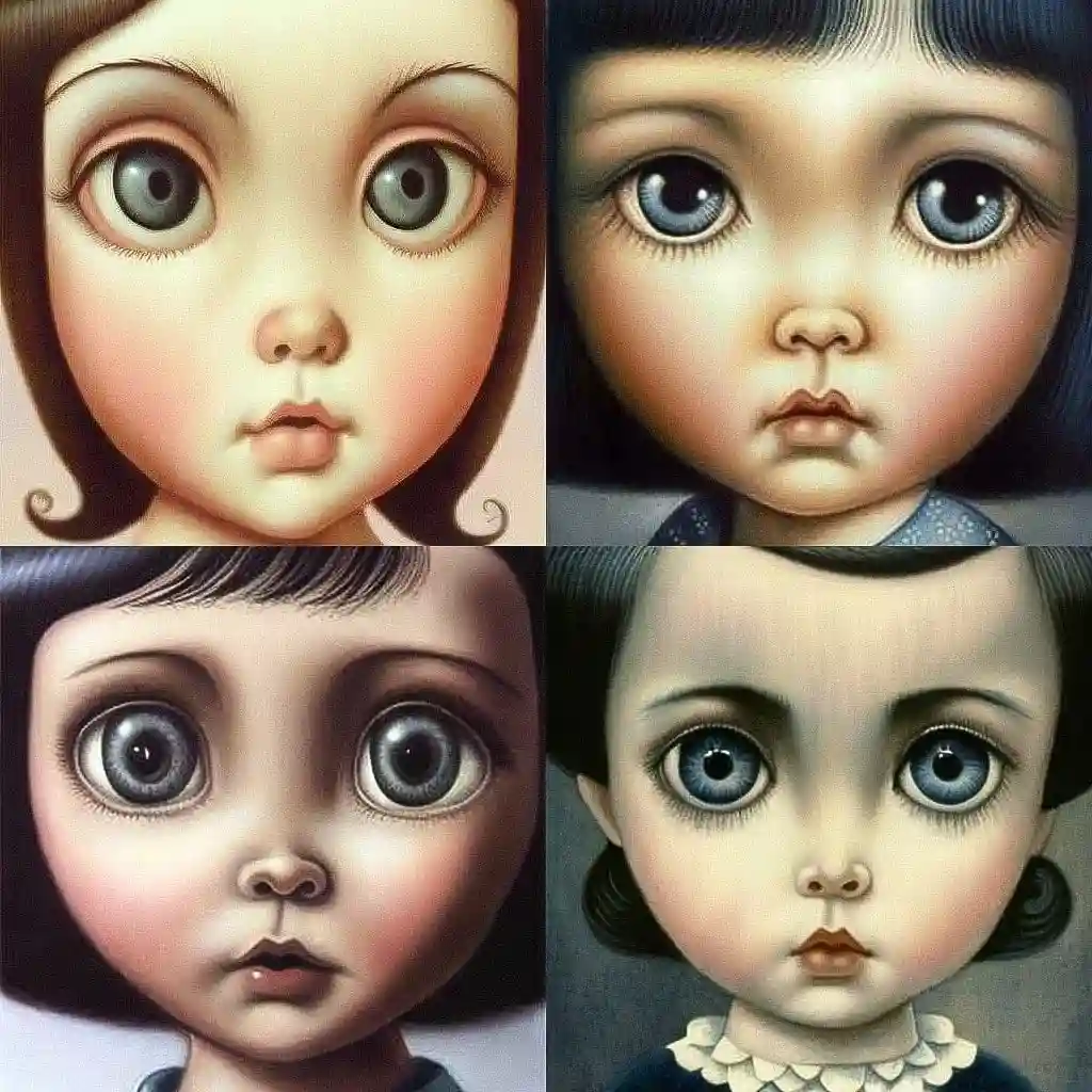 玛格丽特·基恩 margaret keane风格midjourney AI绘画作品 -玛格丽特·基恩 margaret keane风格midjourney AI绘画作品