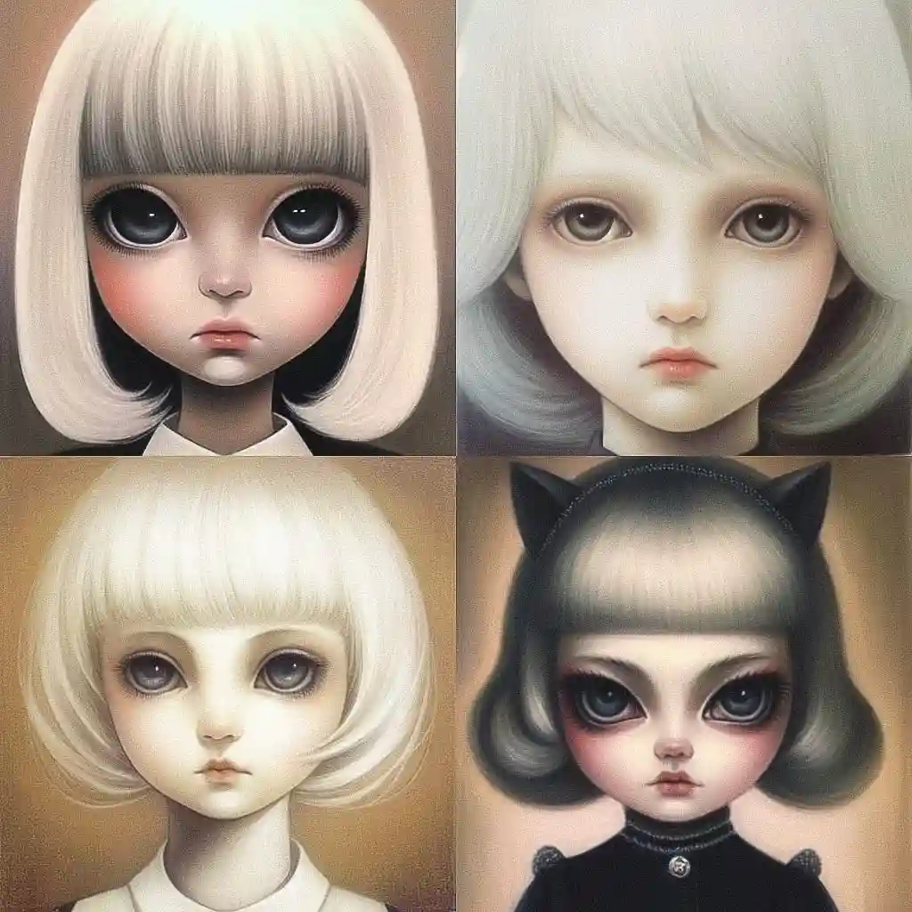 玛格丽特·基恩 margaret keane风格midjourney AI绘画作品 -玛格丽特·基恩 margaret keane风格midjourney AI绘画作品