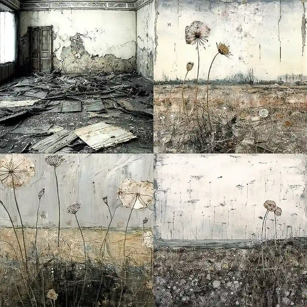 安塞尔姆·基弗 anselm kiefer风格midjourney AI绘画作品 -安塞尔姆·基弗 anselm kiefer风格midjourney AI绘画作品