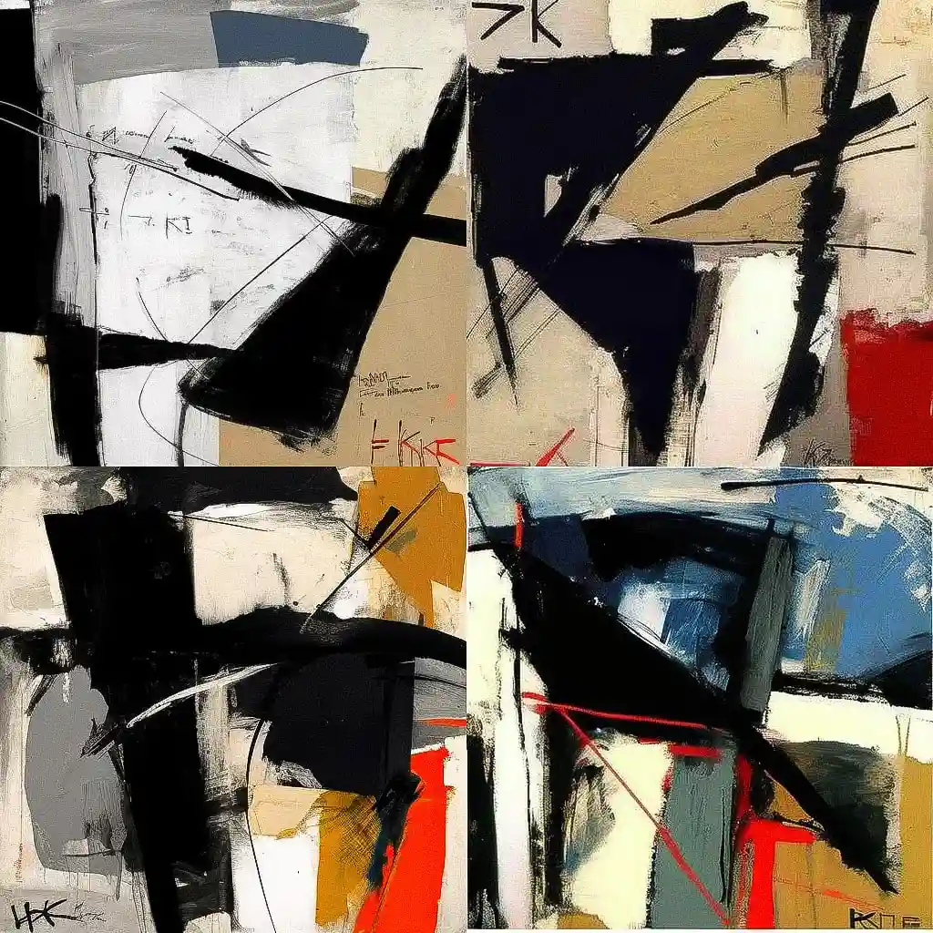 弗兰兹·克莱因 franz kline风格midjourney AI绘画作品 -弗兰兹·克莱因 franz kline风格midjourney AI绘画作品