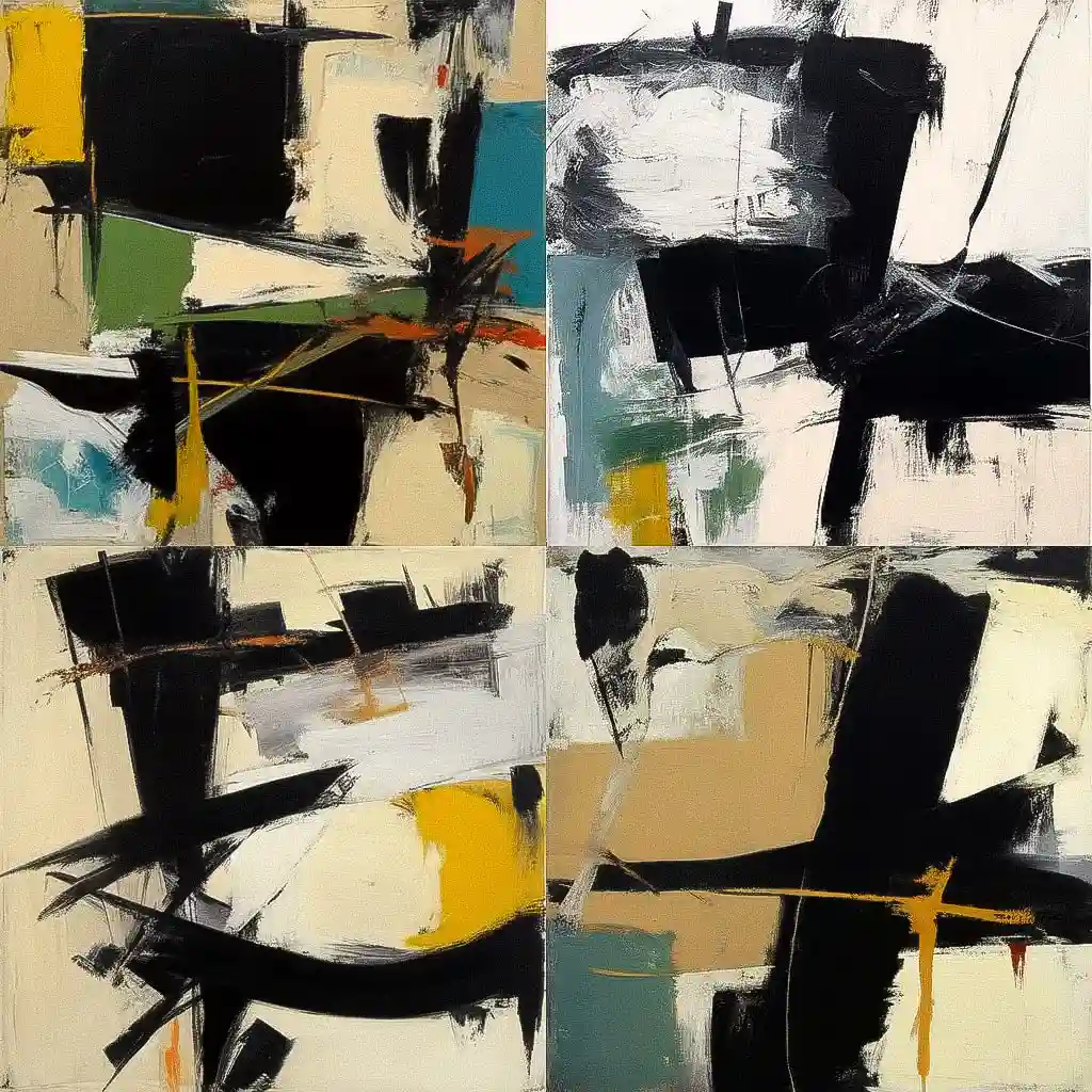 弗兰兹·克莱因 franz kline风格midjourney AI绘画作品 -弗兰兹·克莱因 franz kline风格midjourney AI绘画作品