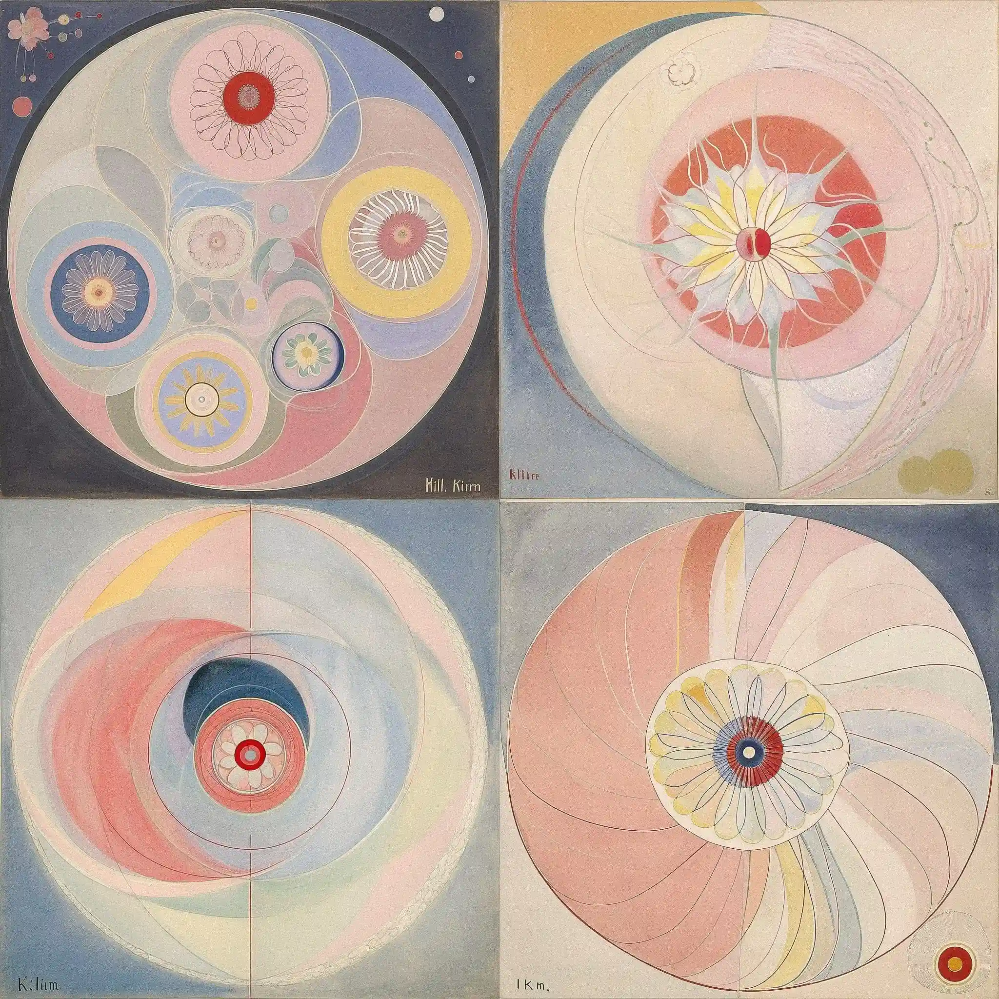 希尔玛·阿芙·克林特 hilma af klint风格midjourney AI绘画作品 -希尔玛·阿芙·克林特 hilma af klint风格midjourney AI绘画作品