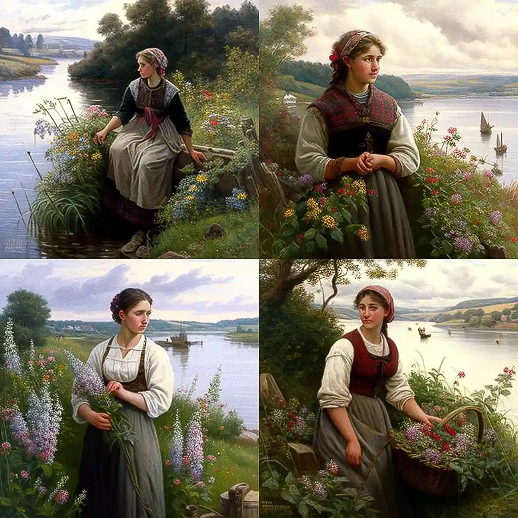 -丹尼尔·里奇韦·奈特 daniel ridgway knight风格midjourney AI绘画作品