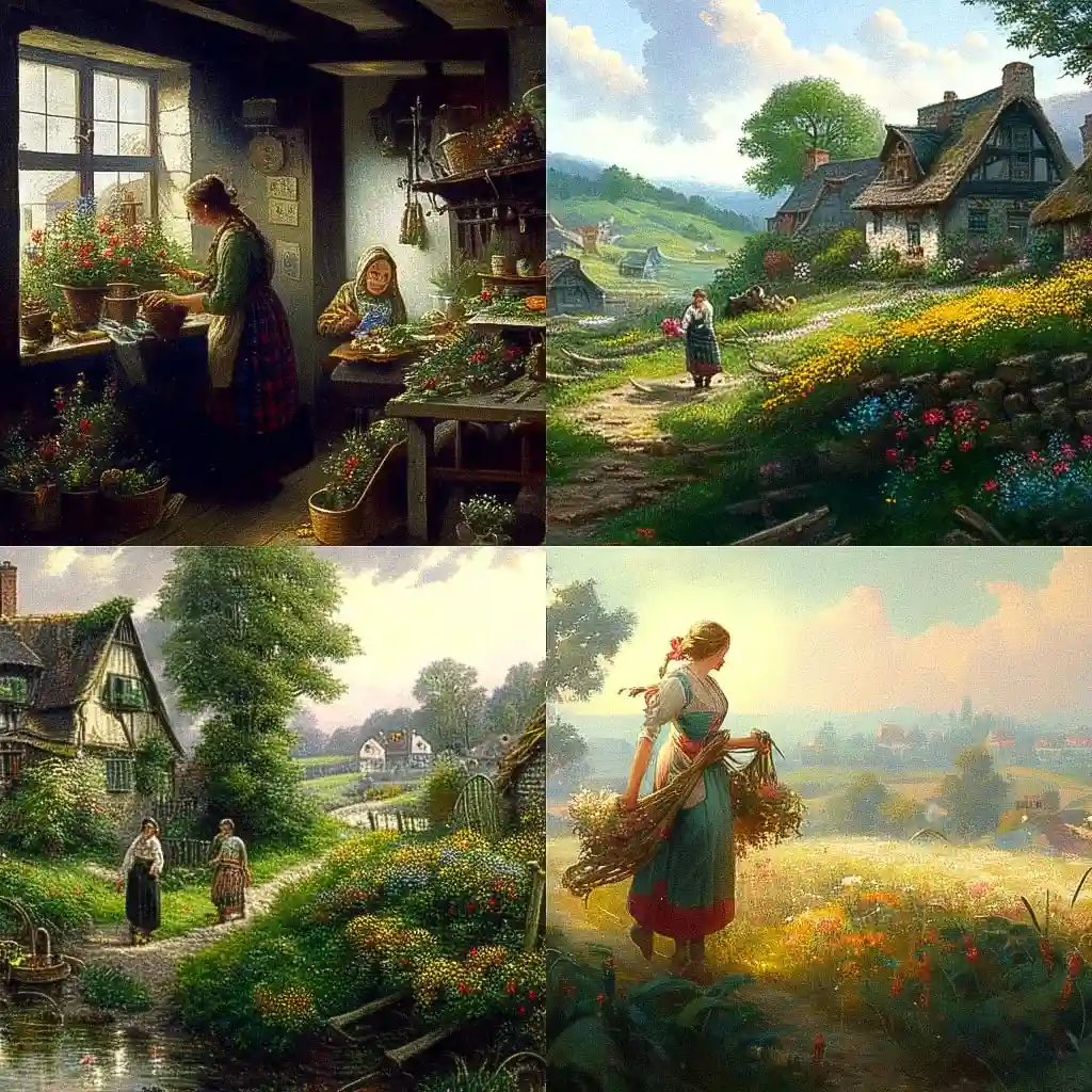 -丹尼尔·里奇韦·奈特 daniel ridgway knight风格midjourney AI绘画作品