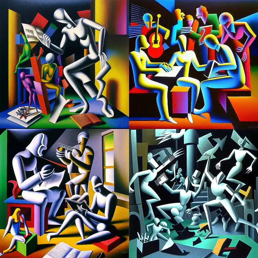 -马克·科斯塔比 mark kostabi风格midjourney AI绘画作品