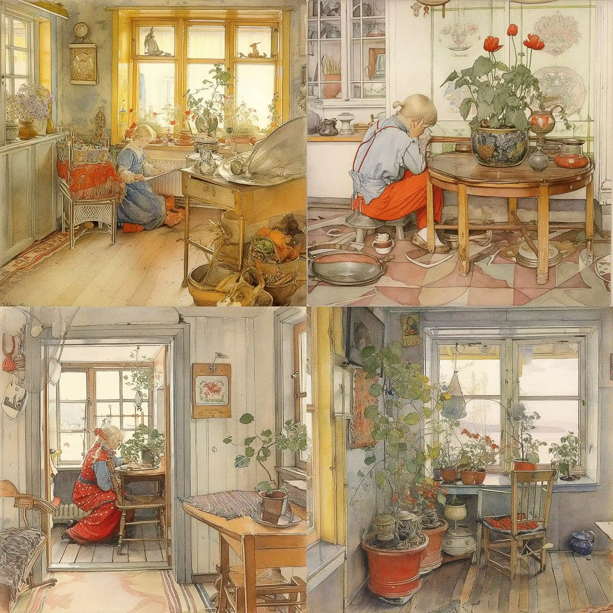 卡尔·拉尔松 carl larsson风格midjourney AI绘画作品 -卡尔·拉尔松 carl larsson风格midjourney AI绘画作品