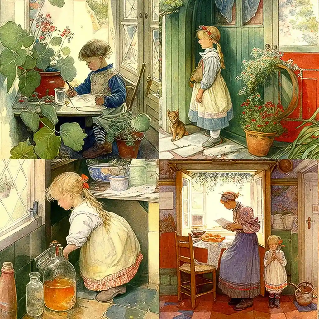 卡尔·拉尔松 carl larsson风格midjourney AI绘画作品 -卡尔·拉尔松 carl larsson风格midjourney AI绘画作品