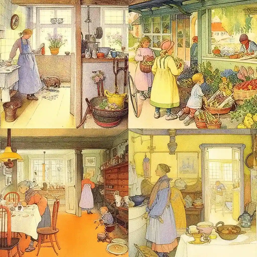 卡尔·拉尔松 carl larsson风格midjourney AI绘画作品 -卡尔·拉尔松 carl larsson风格midjourney AI绘画作品