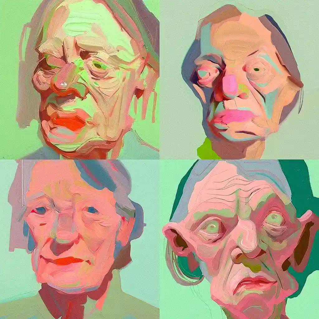 玛丽亚·拉斯尼格 maria lassnig风格midjourney AI绘画作品 -玛丽亚·拉斯尼格 maria lassnig风格midjourney AI绘画作品