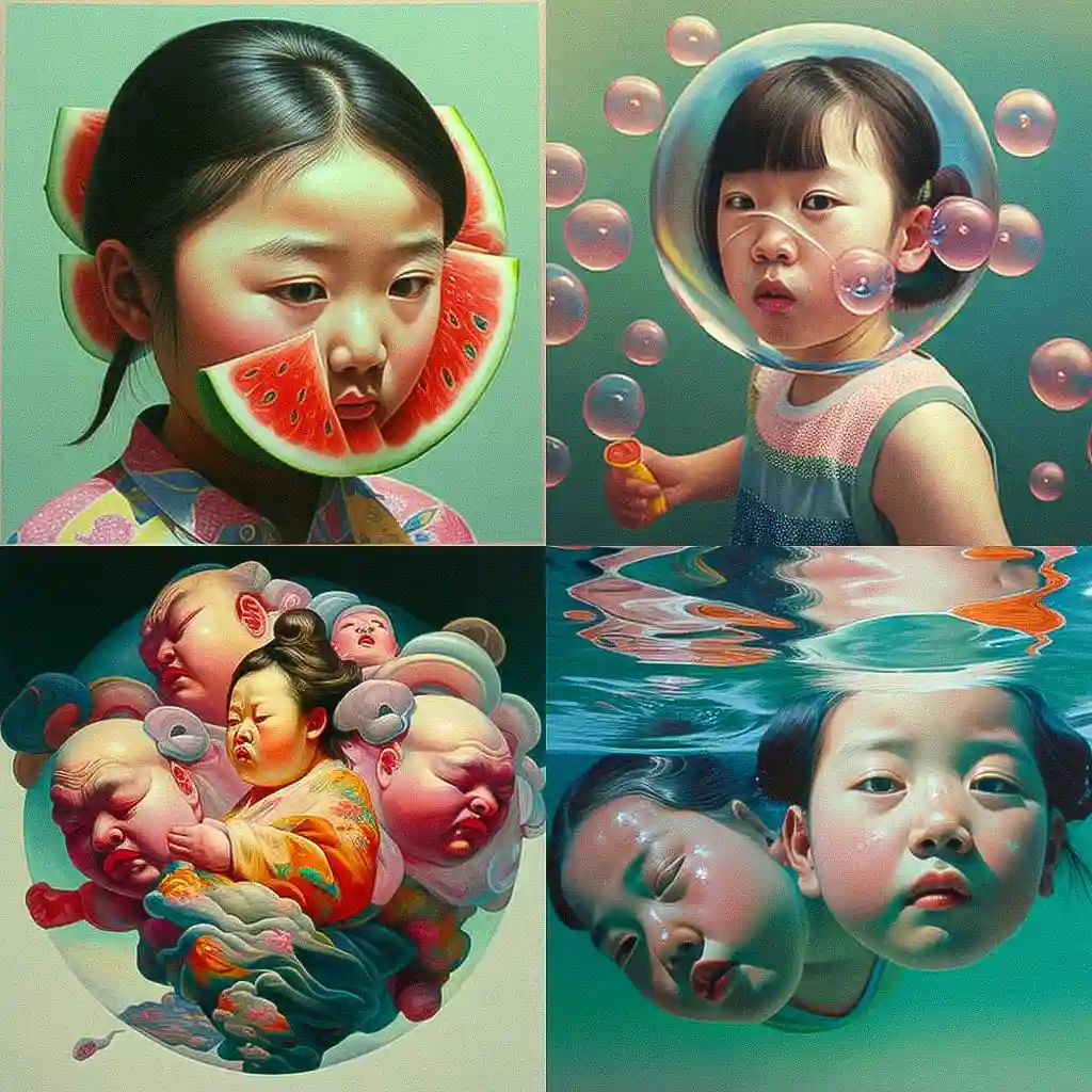 方力钧 fang lijun风格midjourney AI绘画作品 -方力钧 fang lijun风格midjourney AI绘画作品