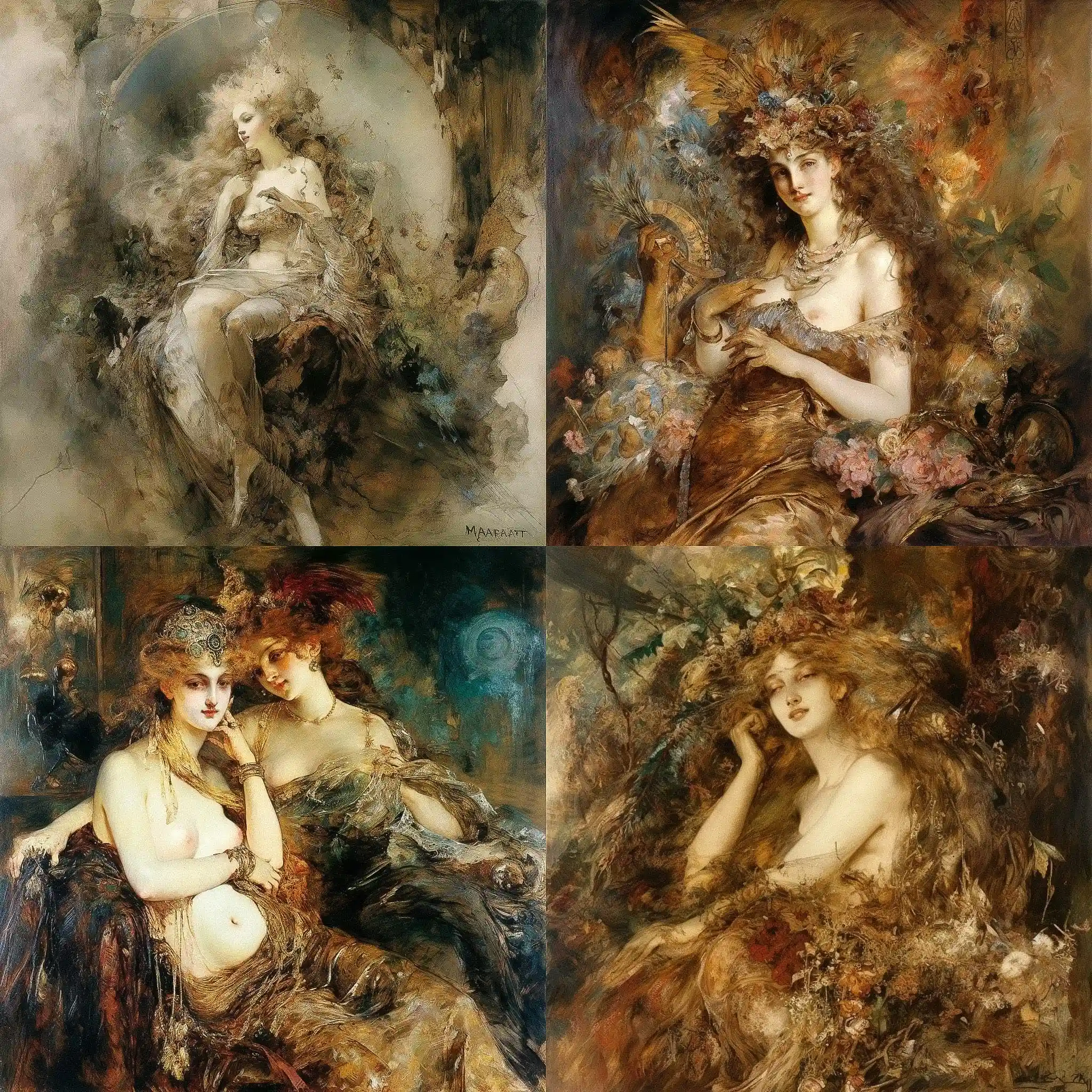汉斯·马卡特 hans makart风格midjourney AI绘画作品 -汉斯·马卡特 hans makart风格midjourney AI绘画作品