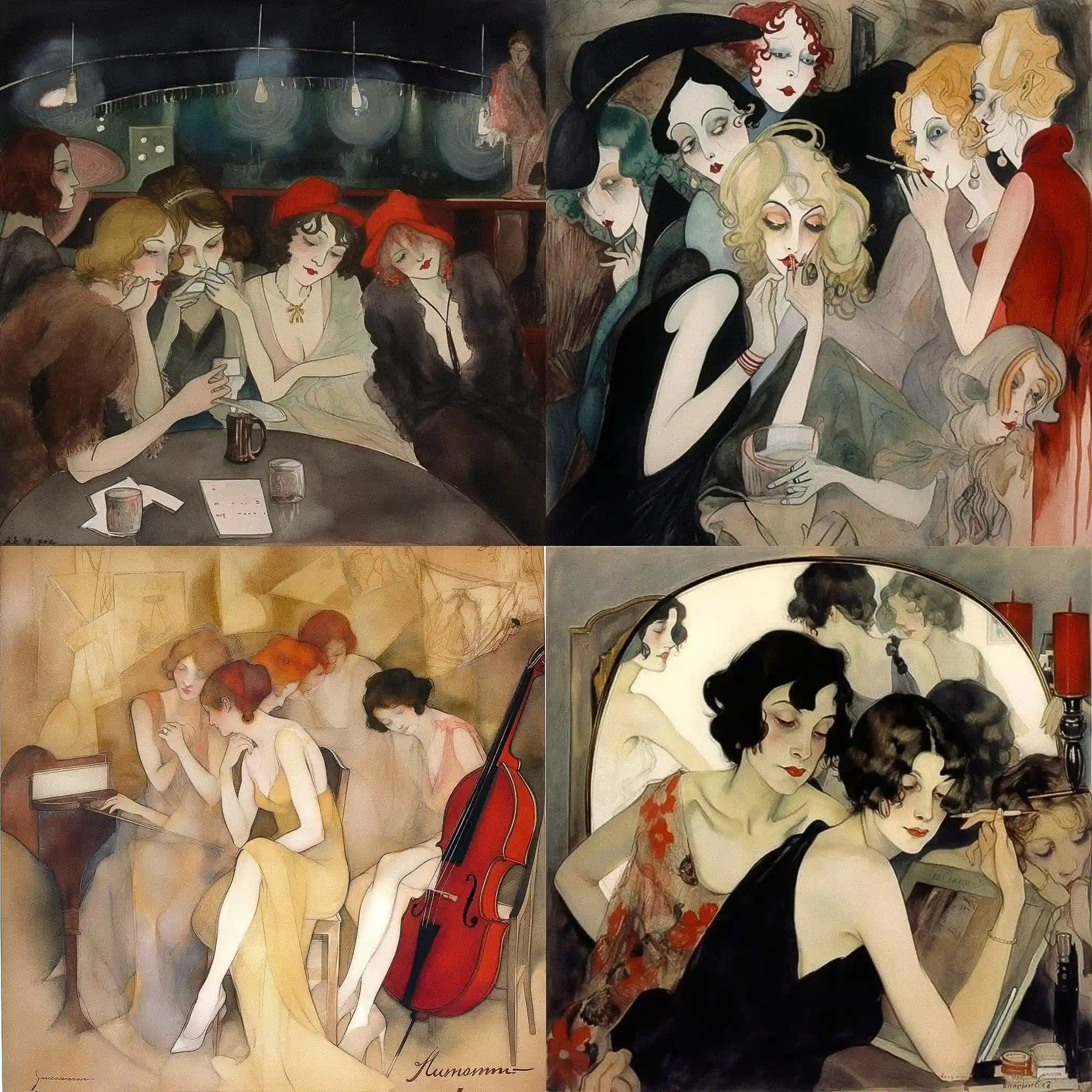 珍妮·曼门 jeanne mammen风格midjourney AI绘画作品 -珍妮·曼门 jeanne mammen风格midjourney AI绘画作品