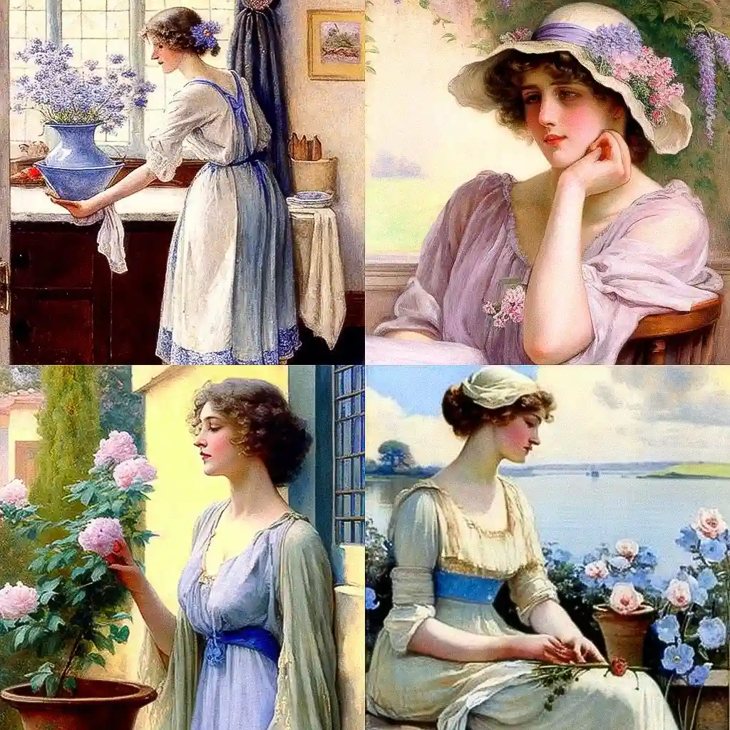 -威廉·亨利·马杰森 william henry margetson风格midjourney AI绘画作品