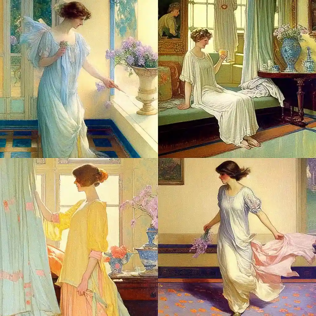 -威廉·亨利·马杰森 william henry margetson风格midjourney AI绘画作品