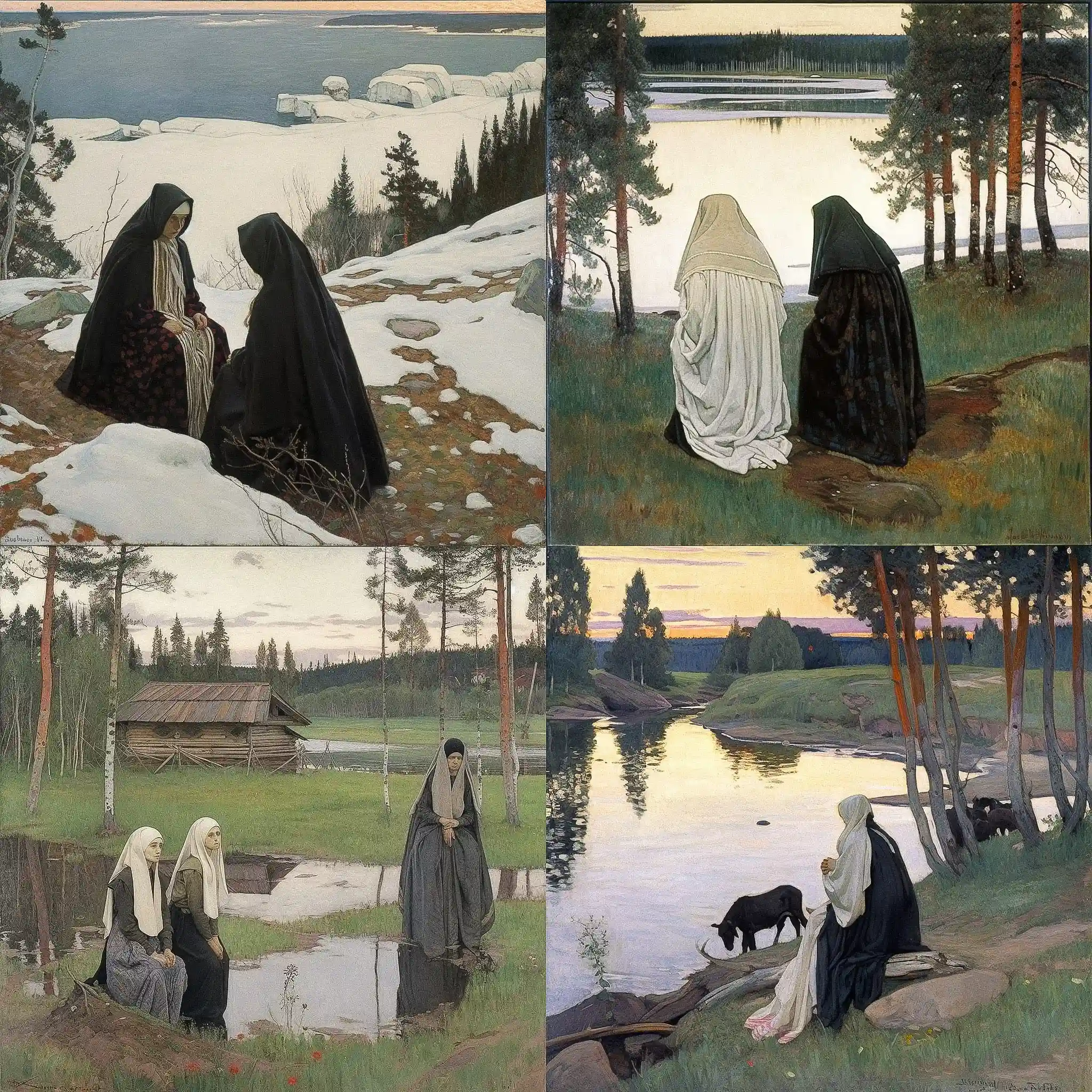 -米哈伊尔·涅斯捷罗夫 mikhail nesterov风格midjourney AI绘画作品