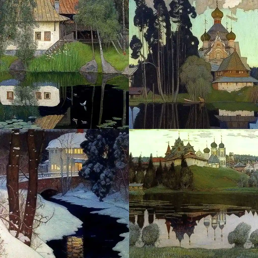 -米哈伊尔·涅斯捷罗夫 mikhail nesterov风格midjourney AI绘画作品