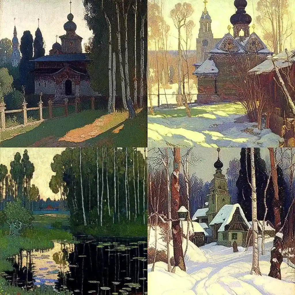 -米哈伊尔·涅斯捷罗夫 mikhail nesterov风格midjourney AI绘画作品