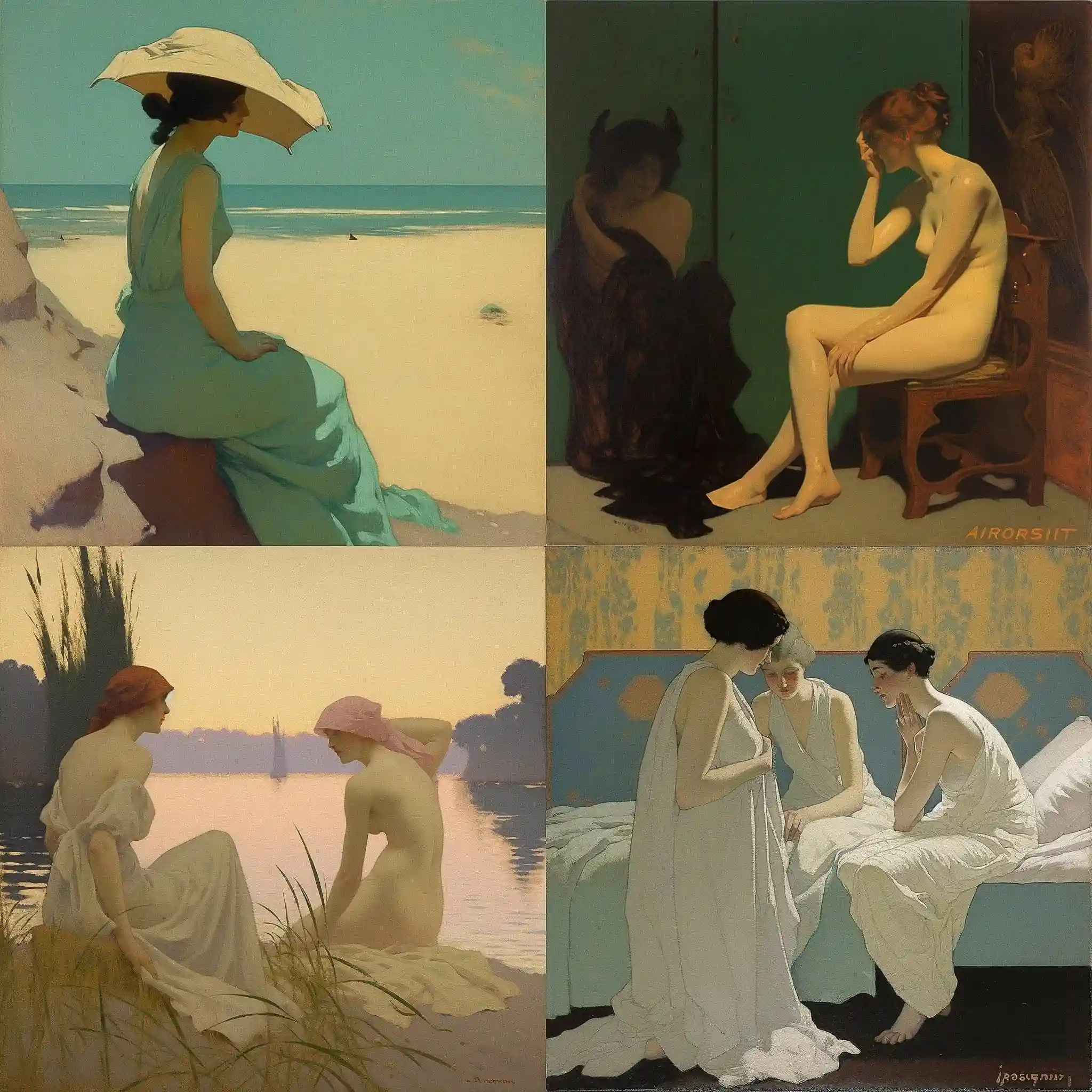 -阿尔芬斯·奥斯贝特 alphonse osbert风格midjourney AI绘画作品