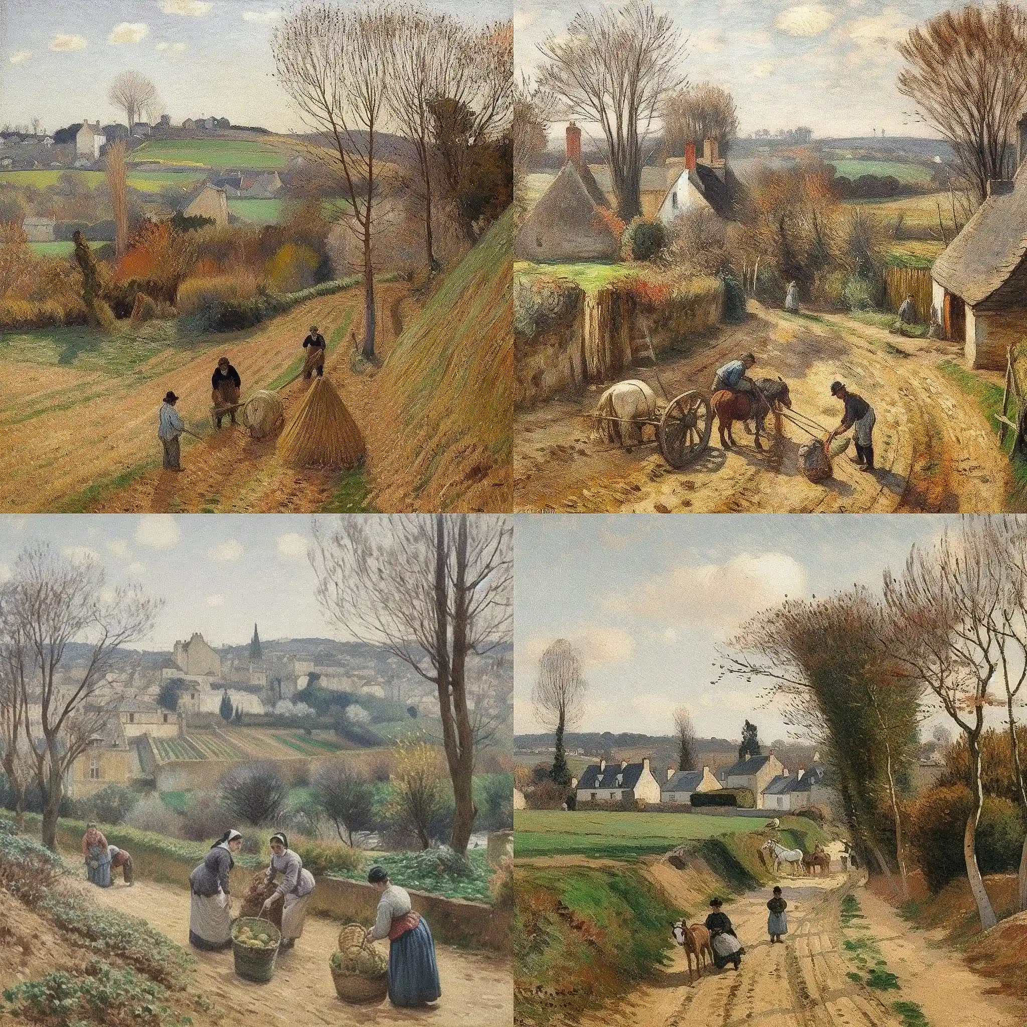 卡米尔·毕沙罗 camille pissarro风格midjourney AI绘画作品 -卡米尔·毕沙罗 camille pissarro风格midjourney AI绘画作品