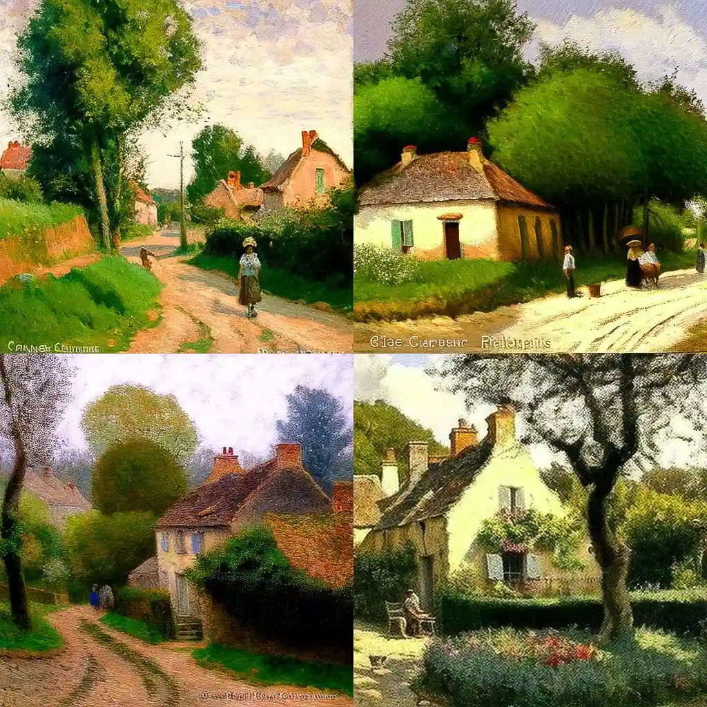 卡米尔·毕沙罗 camille pissarro风格midjourney AI绘画作品 -卡米尔·毕沙罗 camille pissarro风格midjourney AI绘画作品
