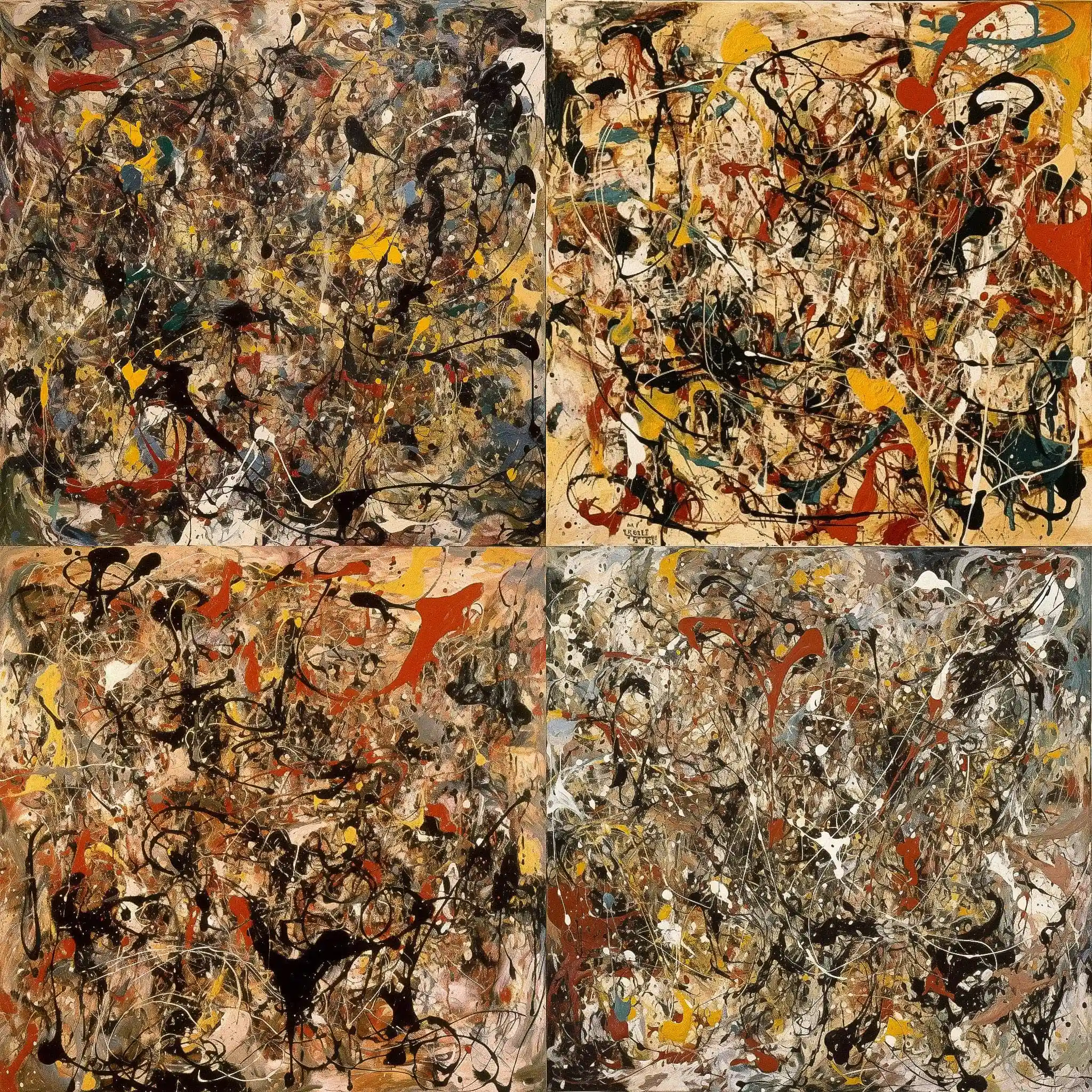 杰克逊·波洛克 jackson pollock风格midjourney AI绘画作品 -杰克逊·波洛克 jackson pollock风格midjourney AI绘画作品