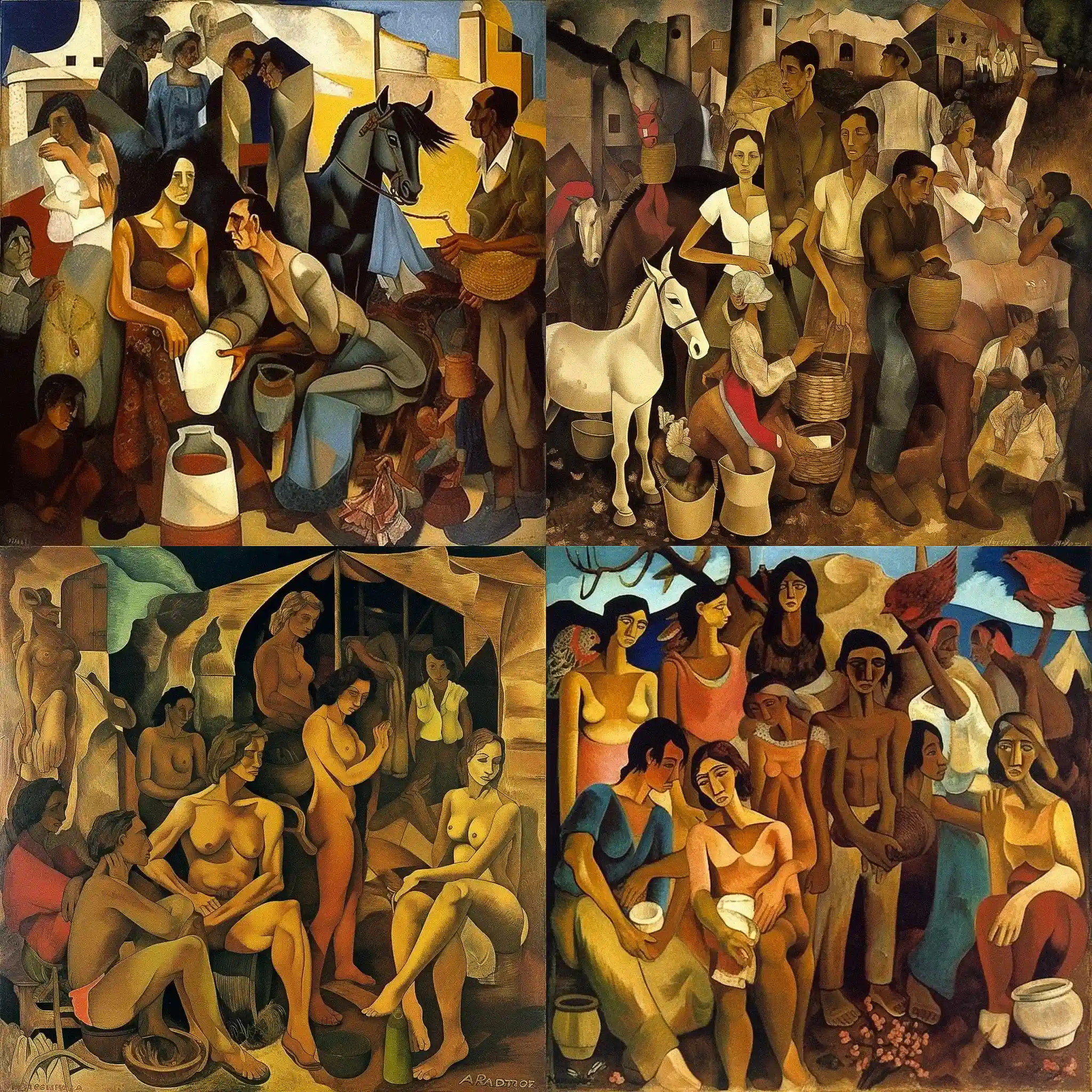 坎迪多·波尔蒂纳里 candido portinari风格midjourney AI绘画作品 -坎迪多·波尔蒂纳里 candido portinari风格midjourney AI绘画作品