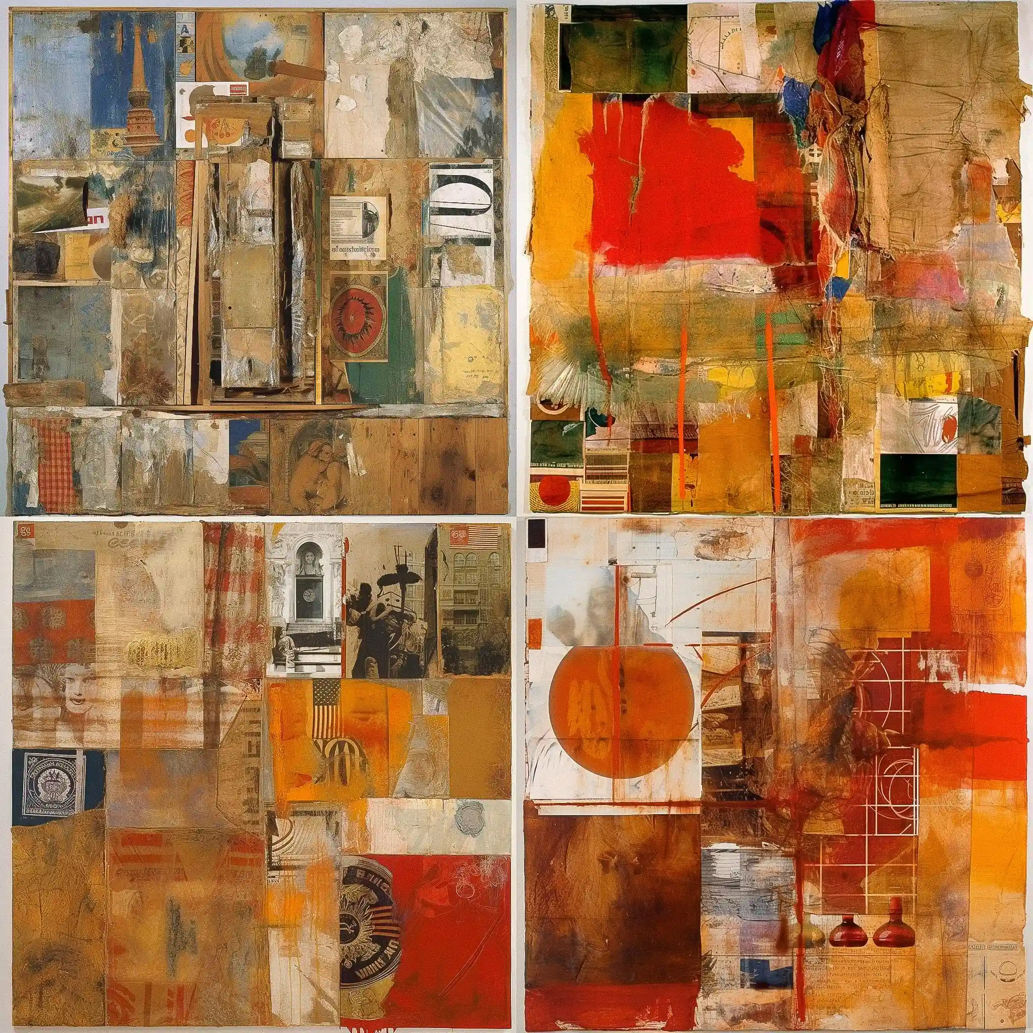 罗伯特·劳森伯格 robert rauschenberg风格midjourney AI绘画作品 -罗伯特·劳森伯格 robert rauschenberg风格midjourney AI绘画作品