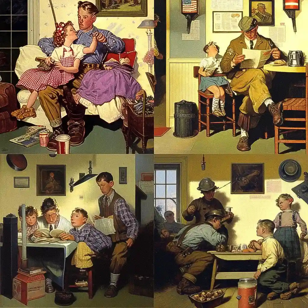 诺曼·洛克威尔 norman rockwell风格midjourney AI绘画作品 -诺曼·洛克威尔 norman rockwell风格midjourney AI绘画作品