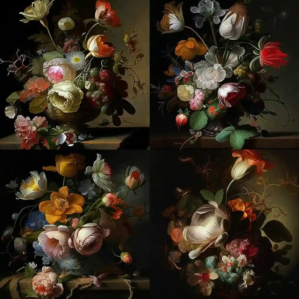 瑞切尔·洛伊什 rachel ruysch风格midjourney AI绘画作品 -瑞切尔·洛伊什 rachel ruysch风格midjourney AI绘画作品