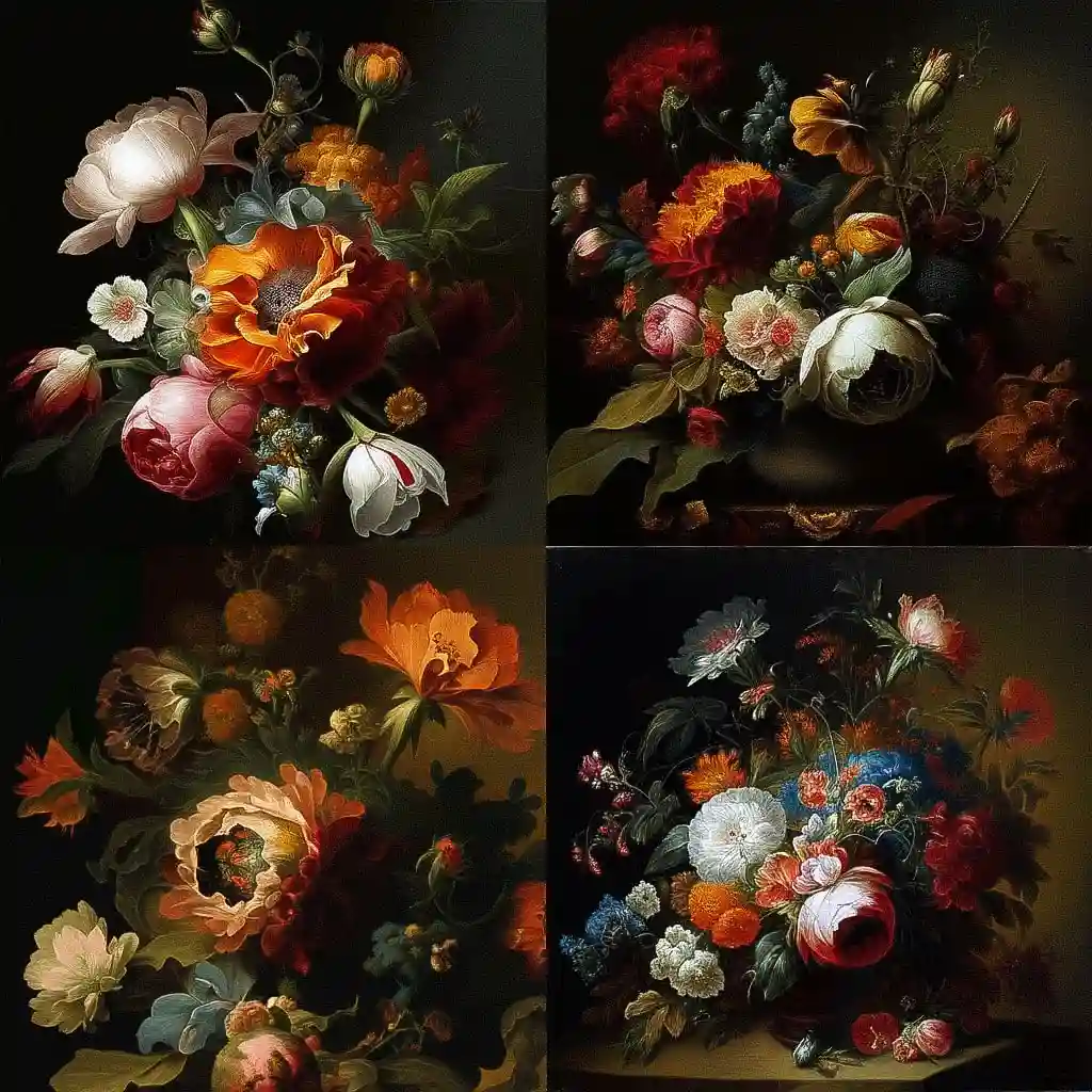 瑞切尔·洛伊什 rachel ruysch风格midjourney AI绘画作品 -瑞切尔·洛伊什 rachel ruysch风格midjourney AI绘画作品