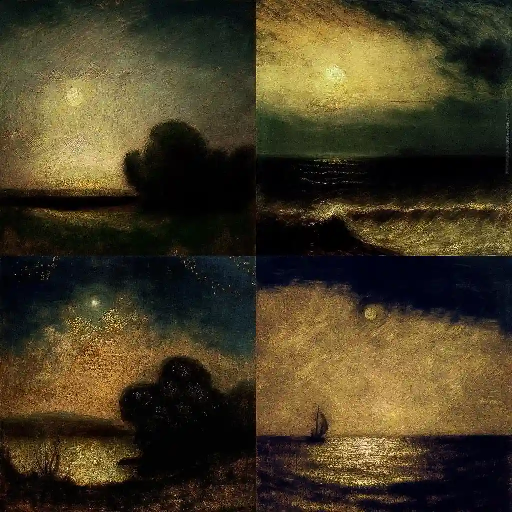 -阿尔伯特·平克姆·赖德 albert pinkham ryder风格midjourney AI绘画作品