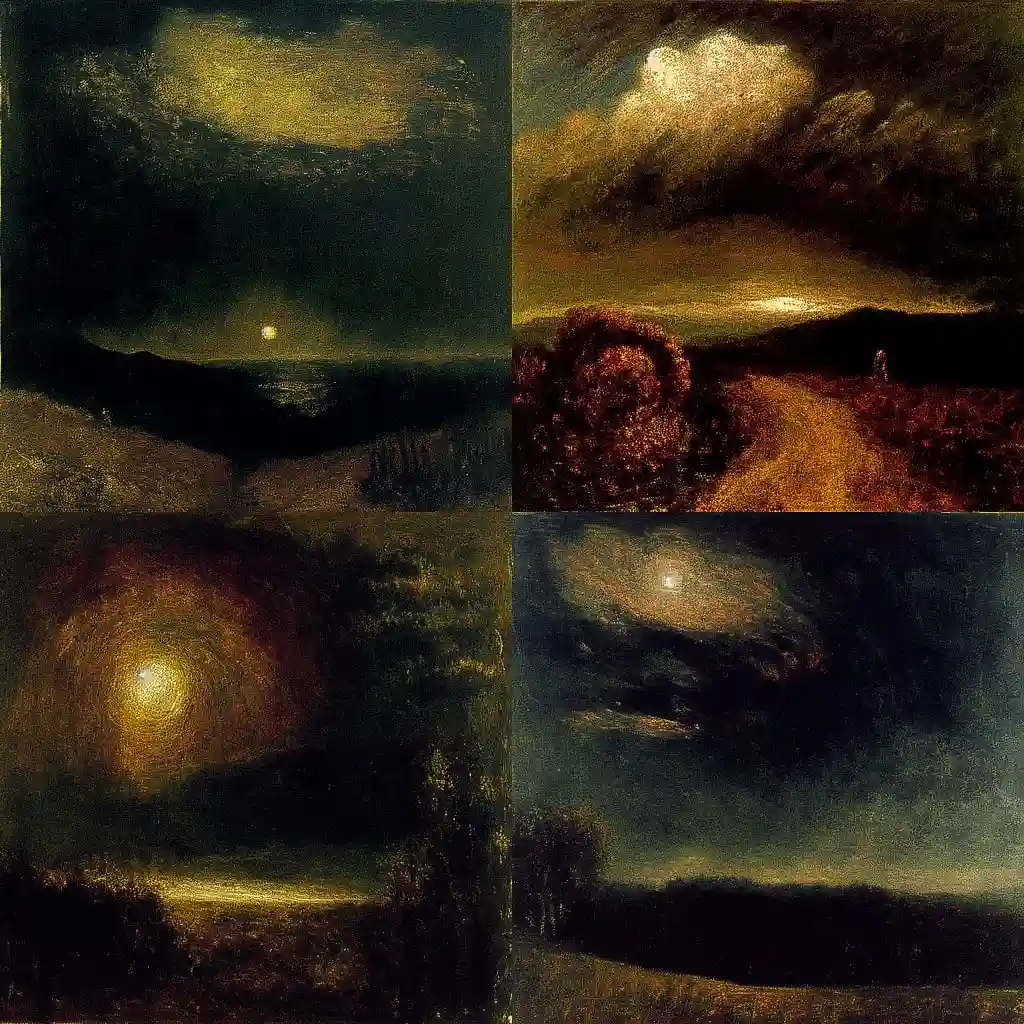 -阿尔伯特·平克姆·赖德 albert pinkham ryder风格midjourney AI绘画作品