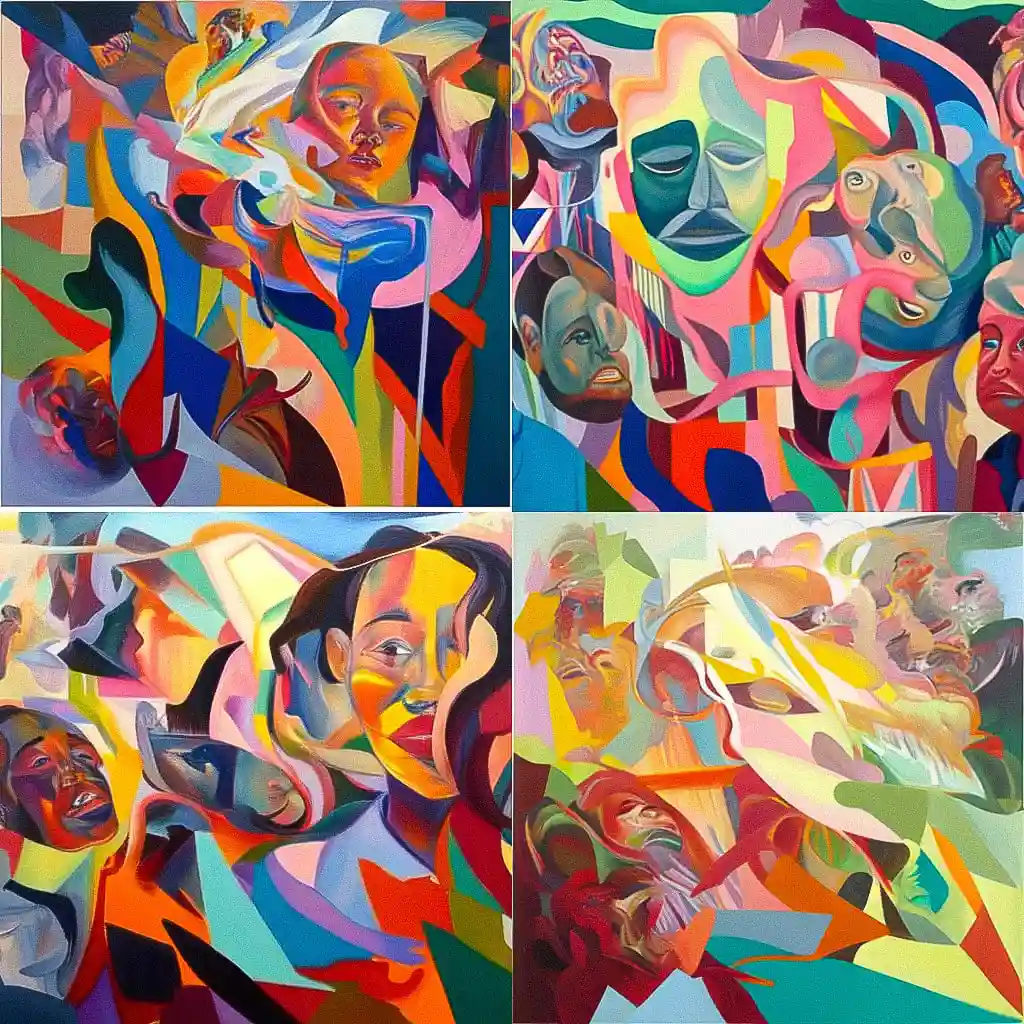 达娜·舒茨 dana schutz风格midjourney AI绘画作品 -达娜·舒茨 dana schutz风格midjourney AI绘画作品