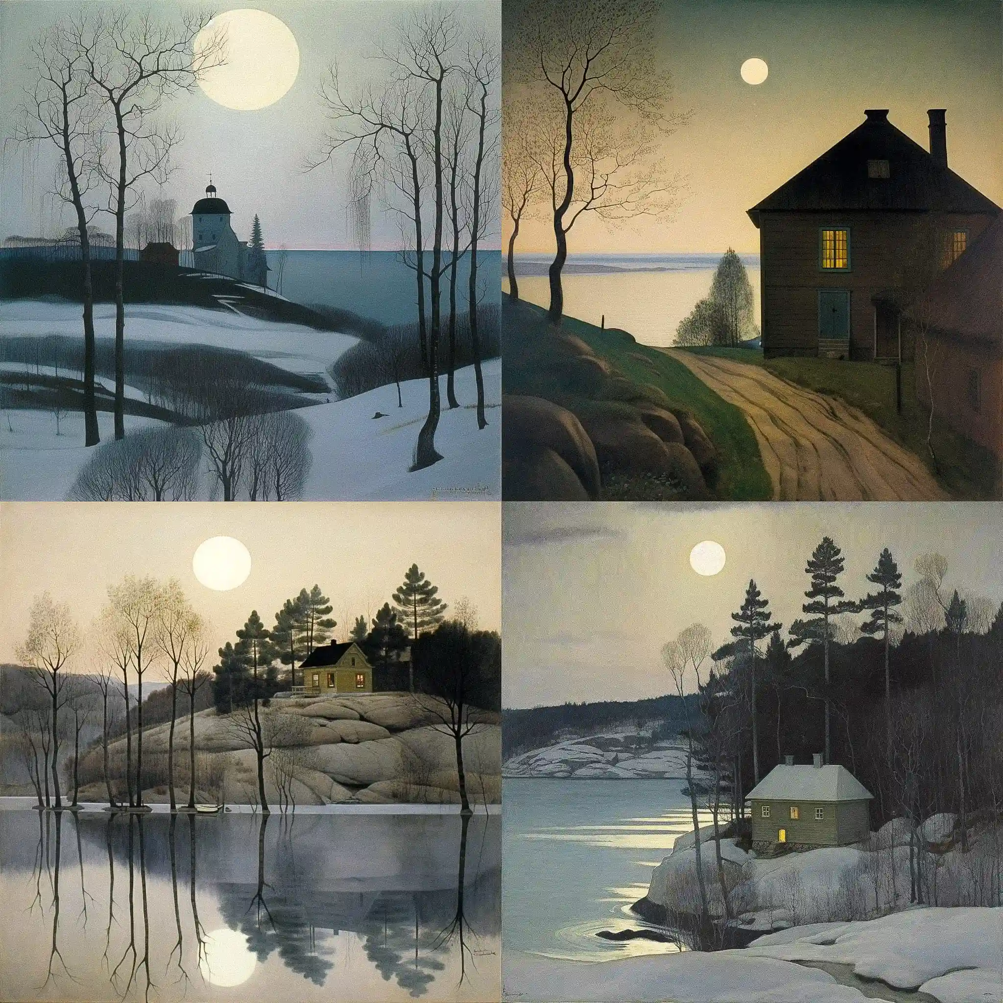 哈罗德·索尔伯格 harald sohlberg风格midjourney AI绘画作品 -哈罗德·索尔伯格 harald sohlberg风格midjourney AI绘画作品