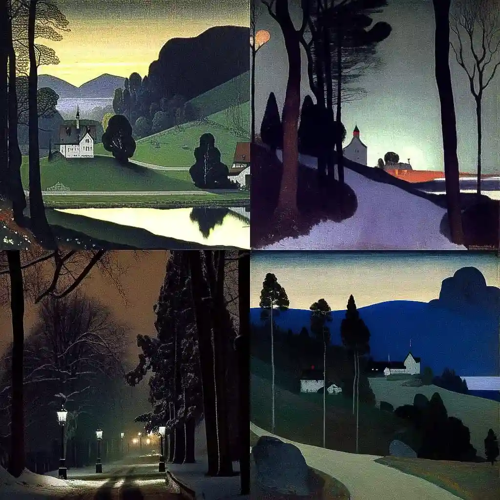 哈罗德·索尔伯格 harald sohlberg风格midjourney AI绘画作品 -哈罗德·索尔伯格 harald sohlberg风格midjourney AI绘画作品