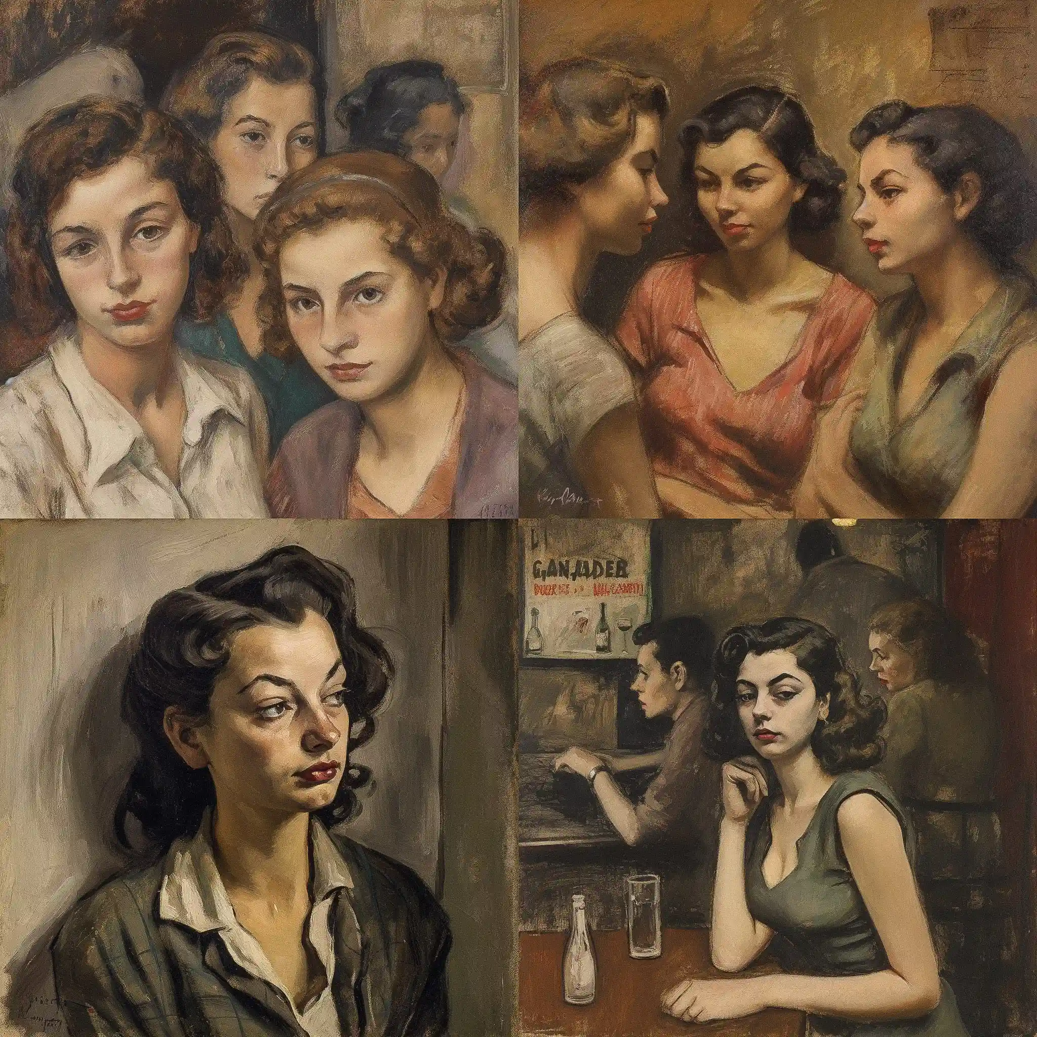 拉斐尔·索耶 raphael soyer风格midjourney AI绘画作品 -拉斐尔·索耶 raphael soyer风格midjourney AI绘画作品