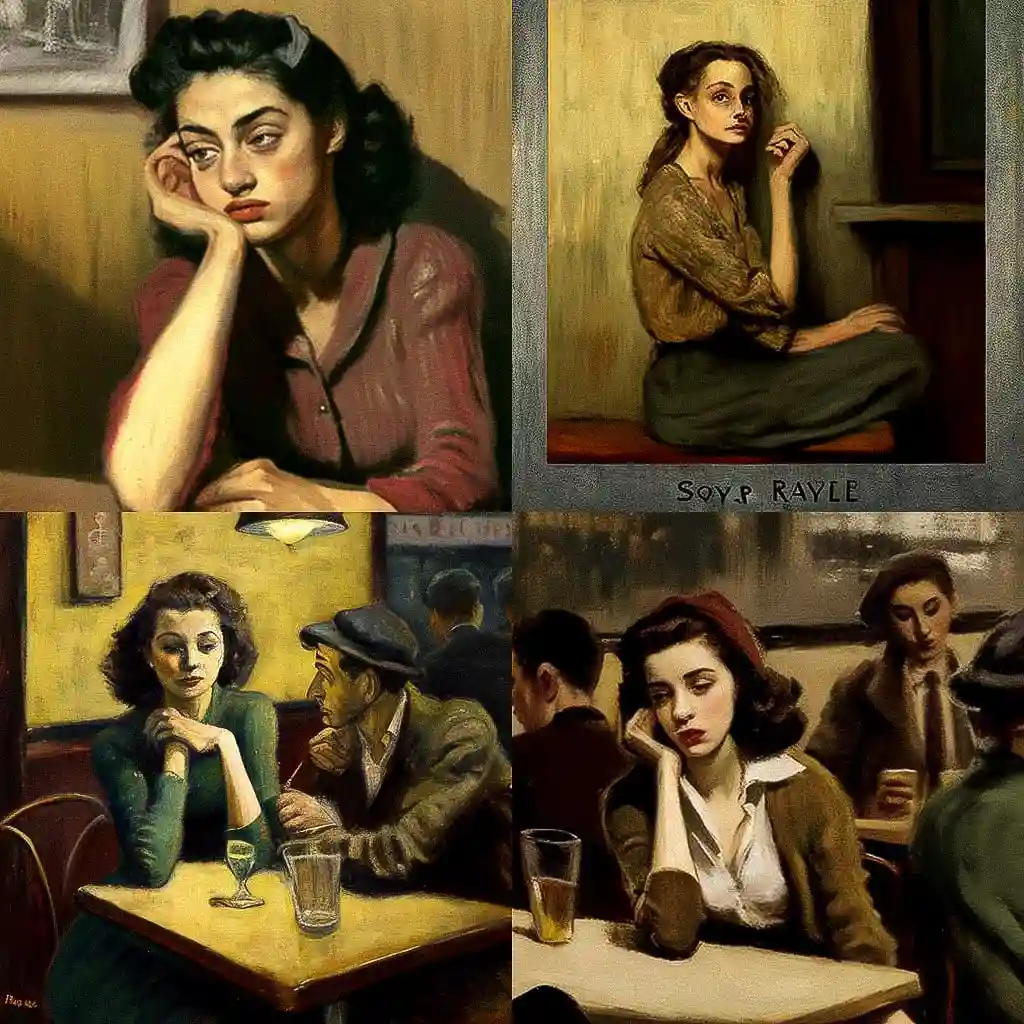 拉斐尔·索耶 raphael soyer风格midjourney AI绘画作品 -拉斐尔·索耶 raphael soyer风格midjourney AI绘画作品