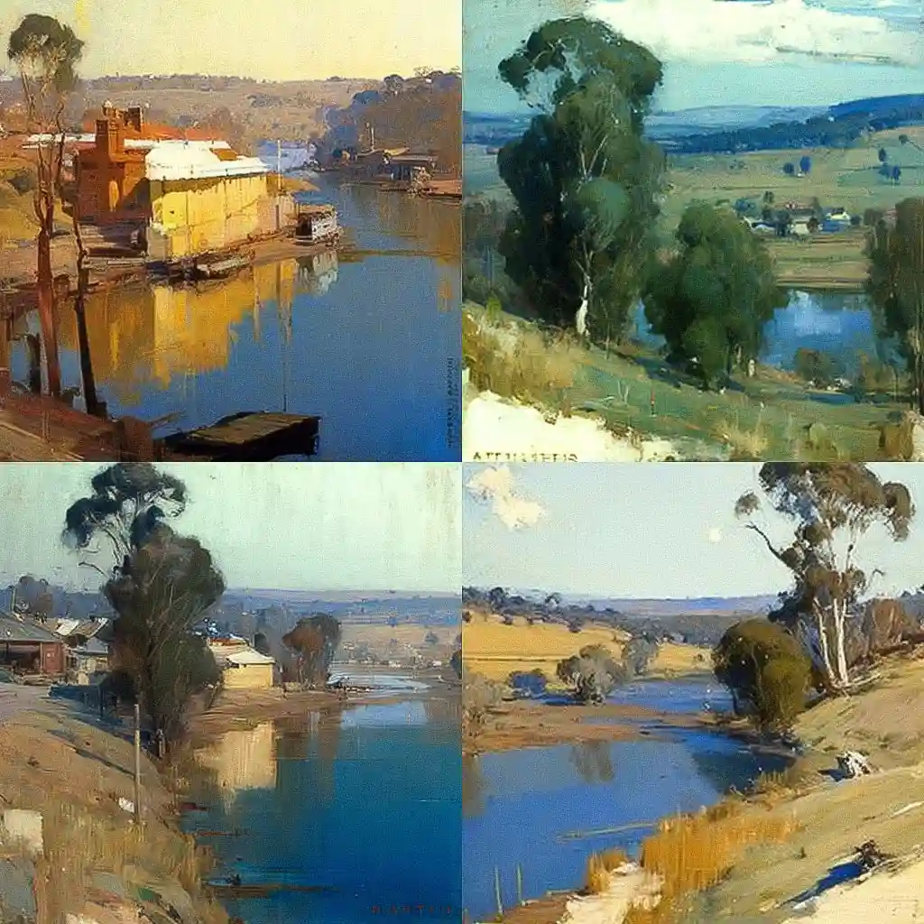 -亚瑟·斯特里顿 arthur streeton风格midjourney AI绘画作品