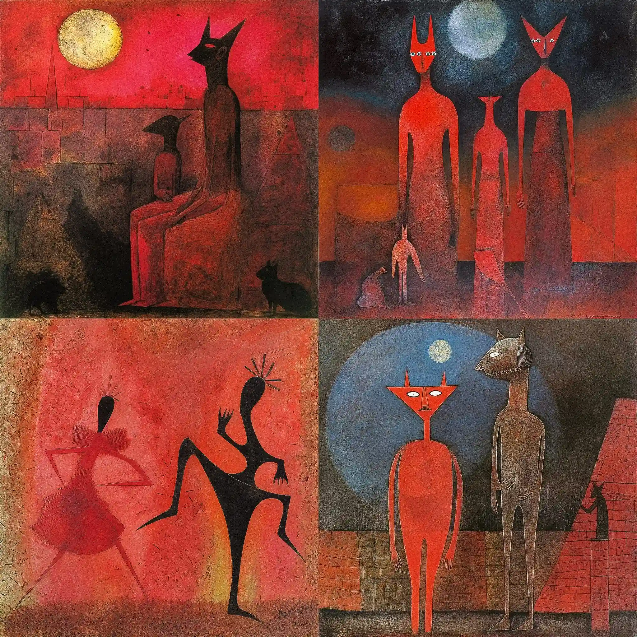 鲁菲诺·塔马约 rufino tamayo风格midjourney AI绘画作品 -鲁菲诺·塔马约 rufino tamayo风格midjourney AI绘画作品