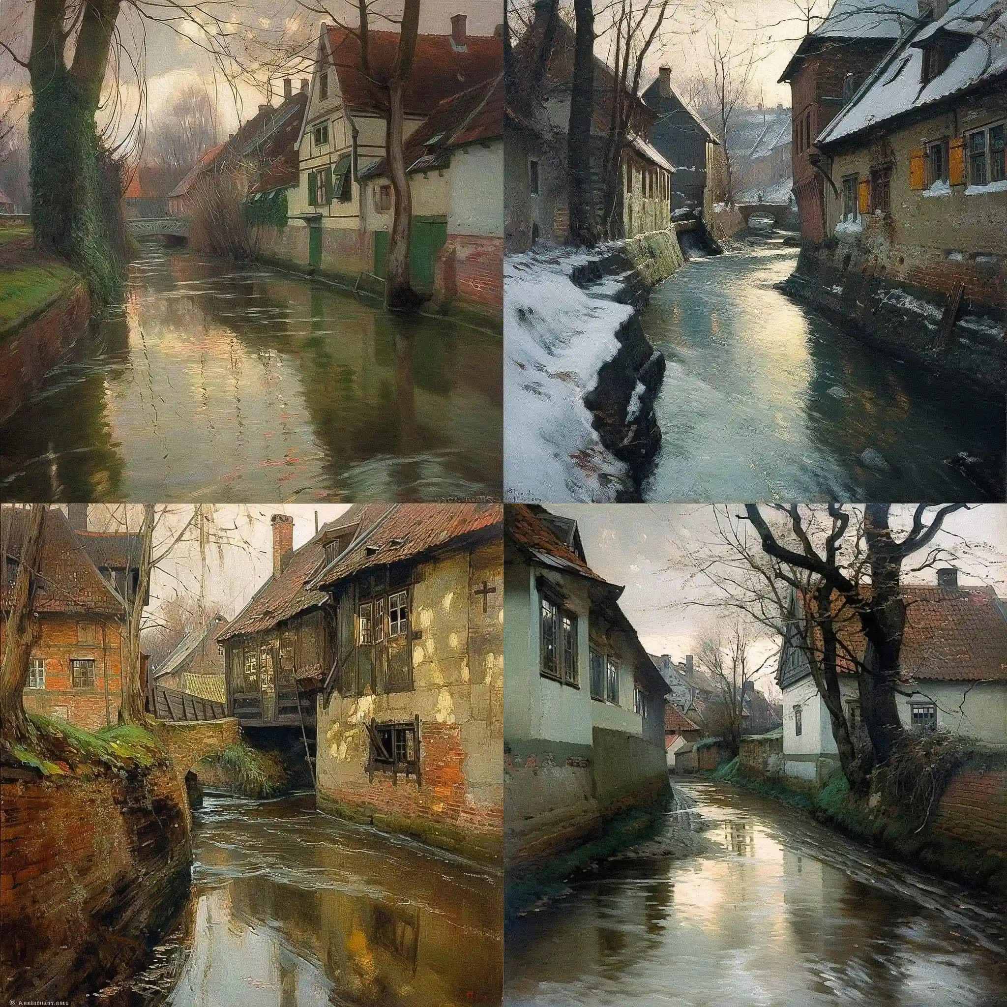 弗里茨·陶洛 frits thaulow风格midjourney AI绘画作品 -弗里茨·陶洛 frits thaulow风格midjourney AI绘画作品
