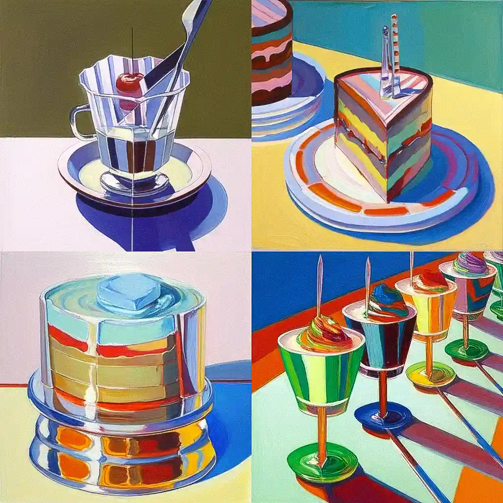 韦恩·蒂博 wayne thiebaud风格midjourney AI绘画作品 -韦恩·蒂博 wayne thiebaud风格midjourney AI绘画作品