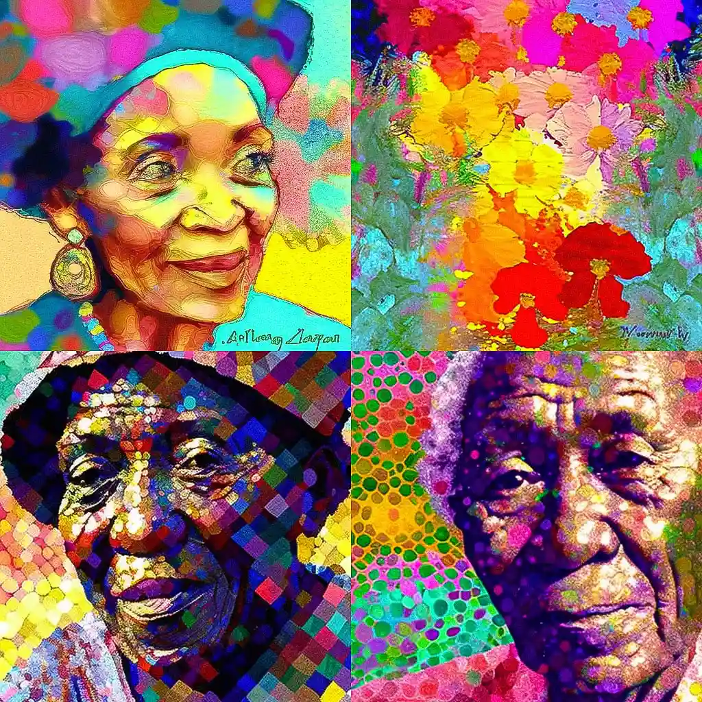 阿尔玛·伍德西·托马斯 alma woodsey thomas风格midjourney AI绘画作品 -阿尔玛·伍德西·托马斯 alma woodsey thomas风格midjourney AI绘画作品