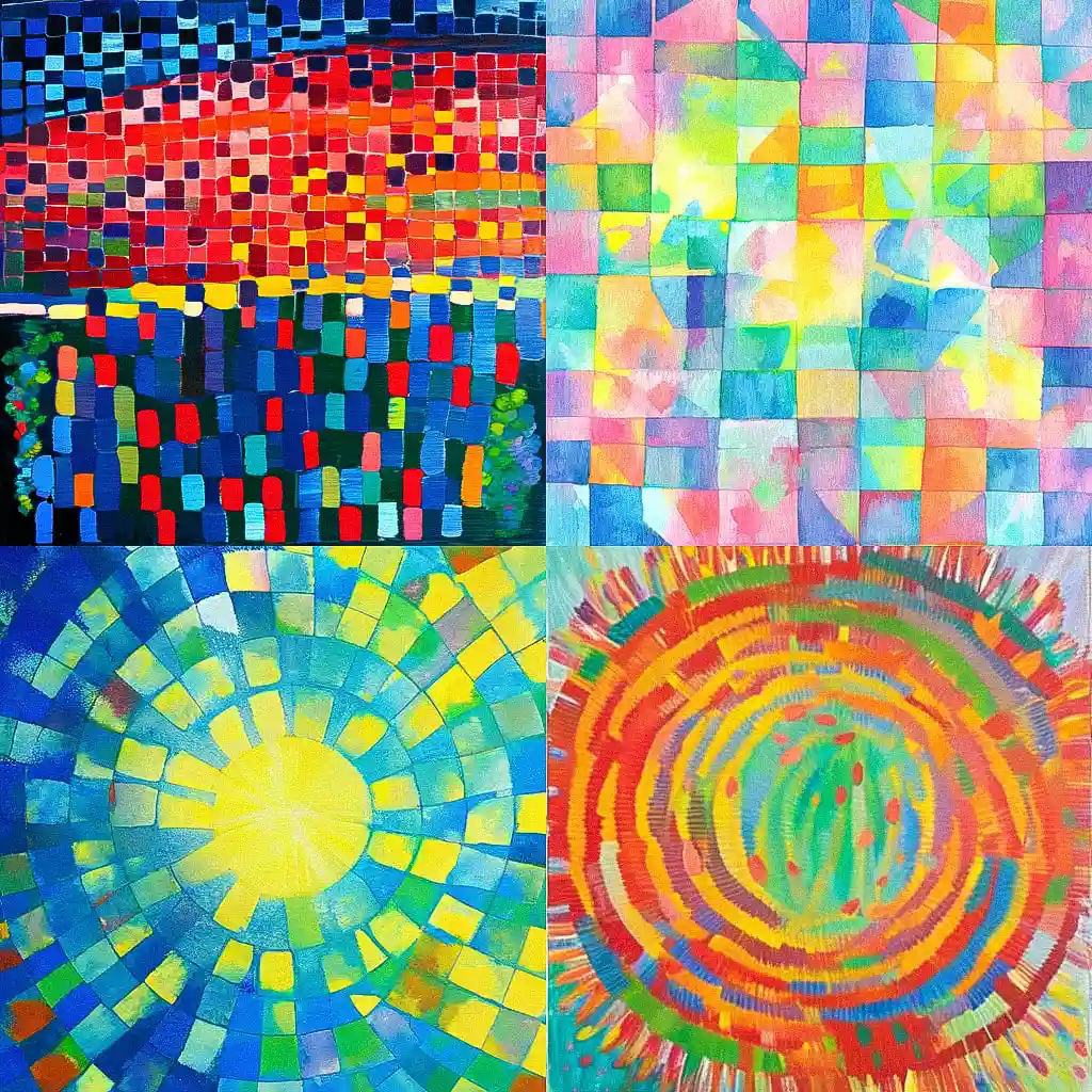 阿尔玛·伍德西·托马斯 alma woodsey thomas风格midjourney AI绘画作品 -阿尔玛·伍德西·托马斯 alma woodsey thomas风格midjourney AI绘画作品