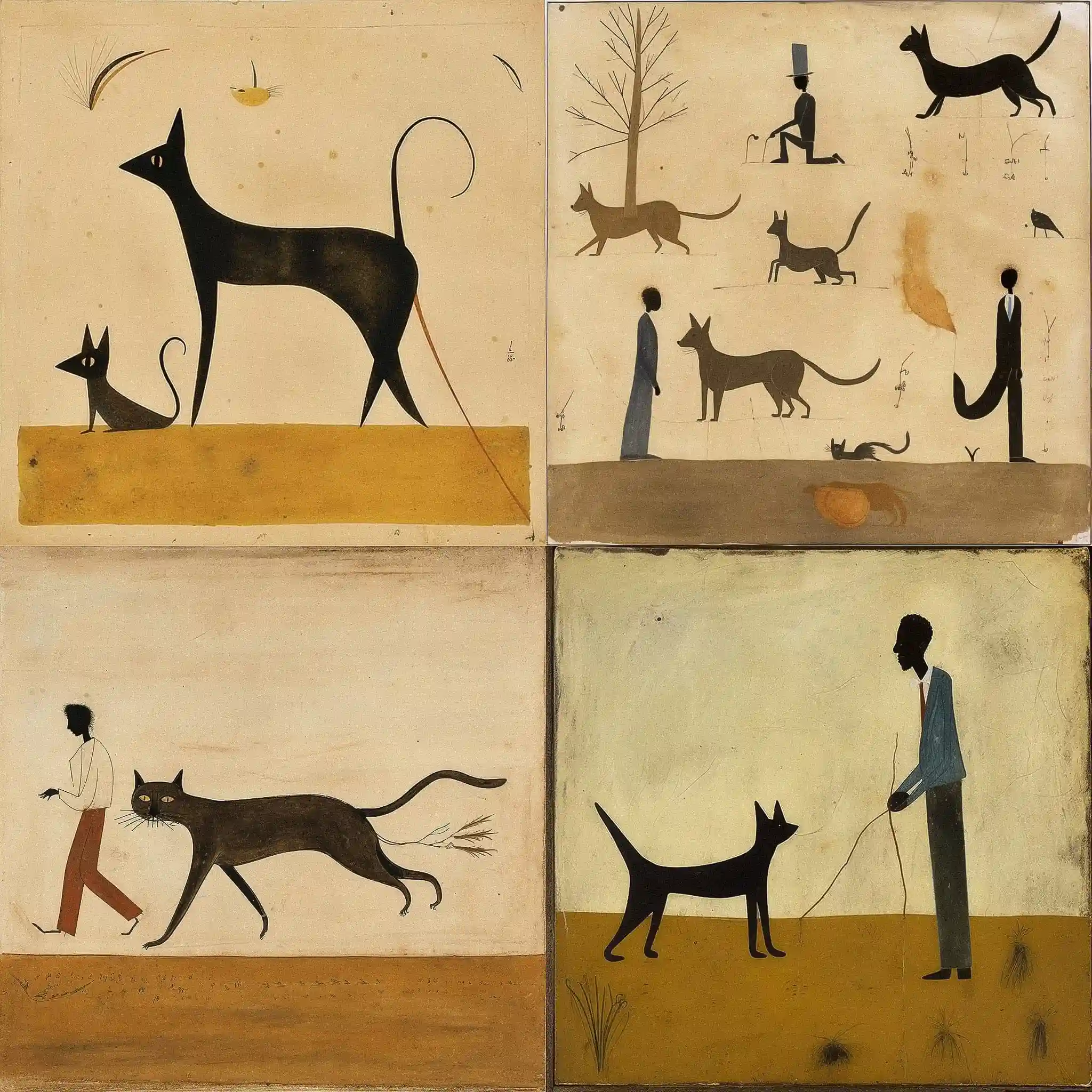 比尔·特雷勒 bill traylor风格midjourney AI绘画作品 -比尔·特雷勒 bill traylor风格midjourney AI绘画作品