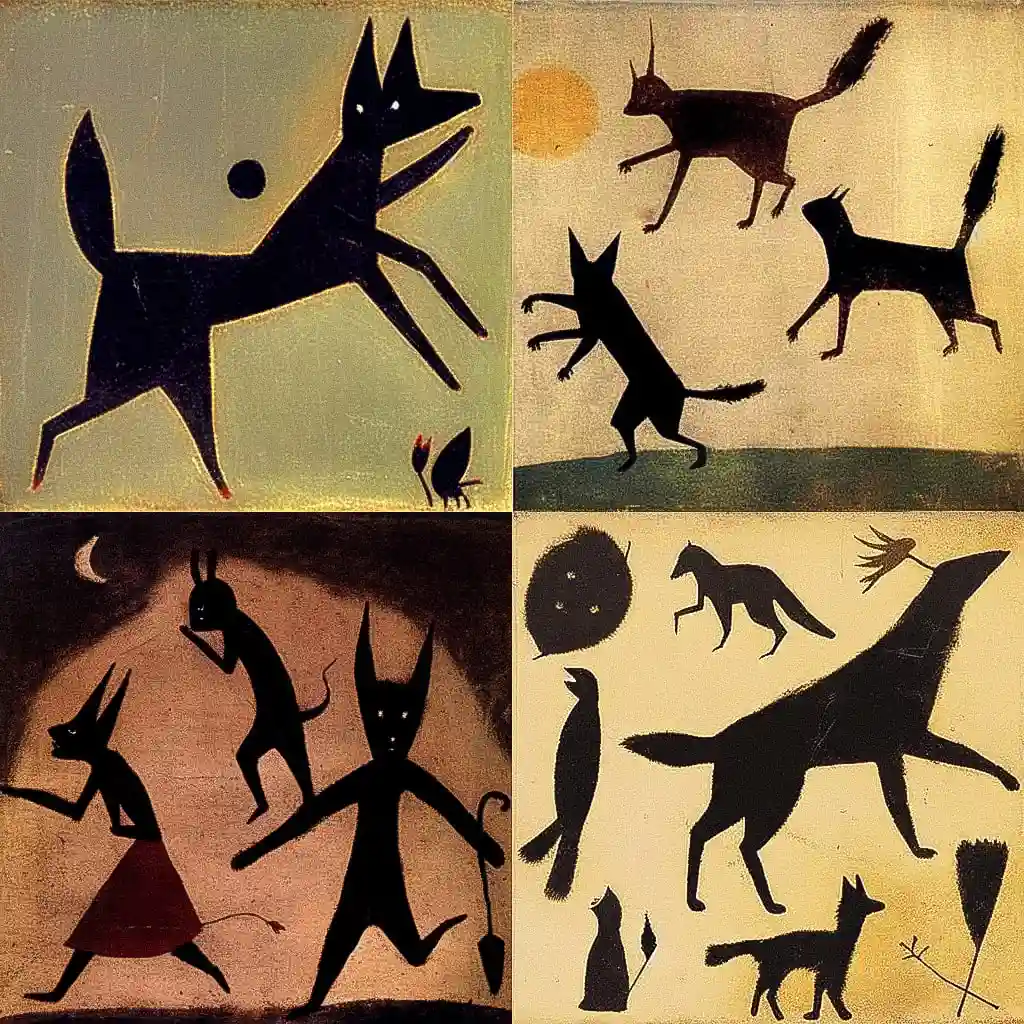 比尔·特雷勒 bill traylor风格midjourney AI绘画作品 -比尔·特雷勒 bill traylor风格midjourney AI绘画作品