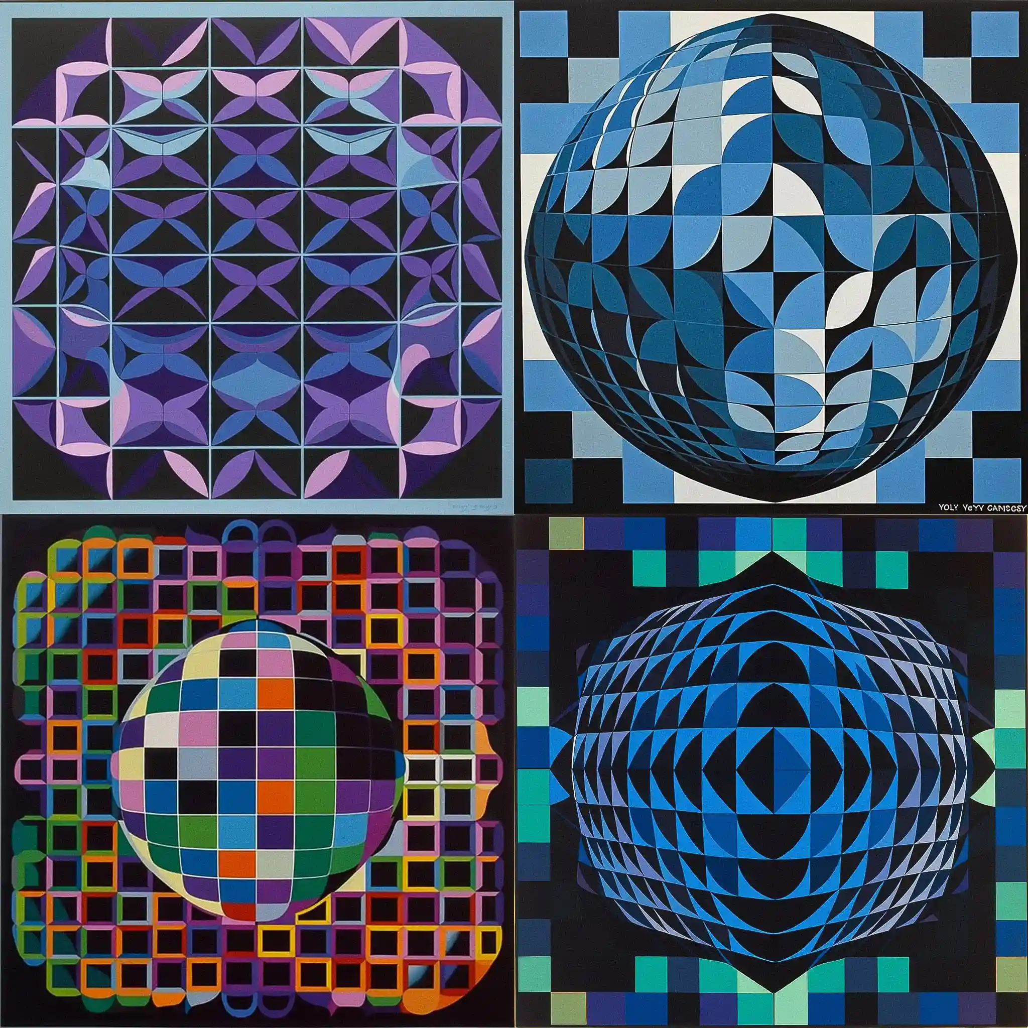 -维克多·瓦萨雷利 victor vasarely风格midjourney AI绘画作品