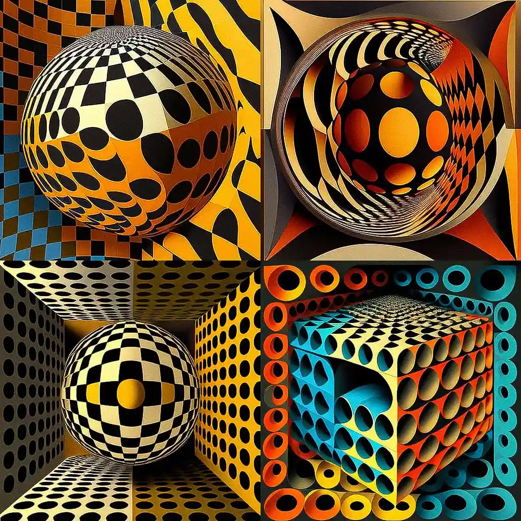 -维克多·瓦萨雷利 victor vasarely风格midjourney AI绘画作品