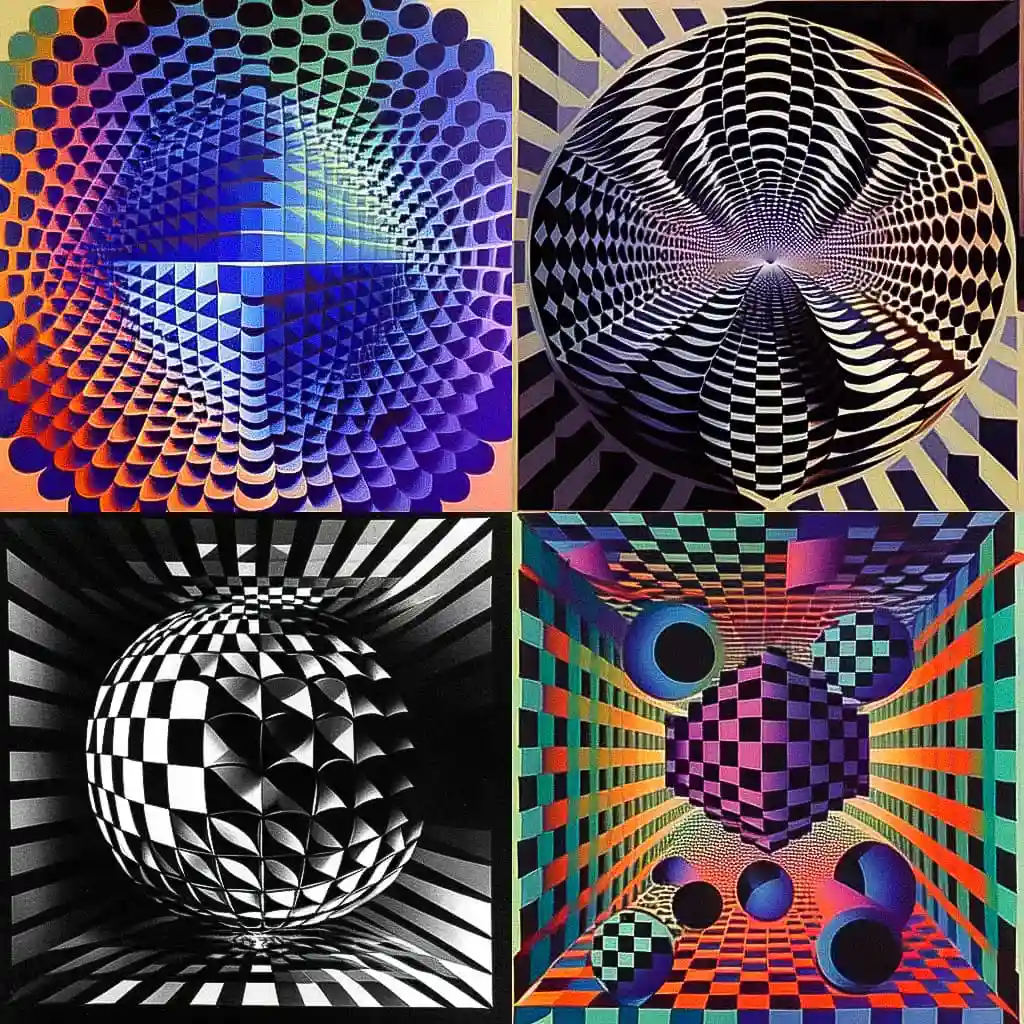 -维克多·瓦萨雷利 victor vasarely风格midjourney AI绘画作品