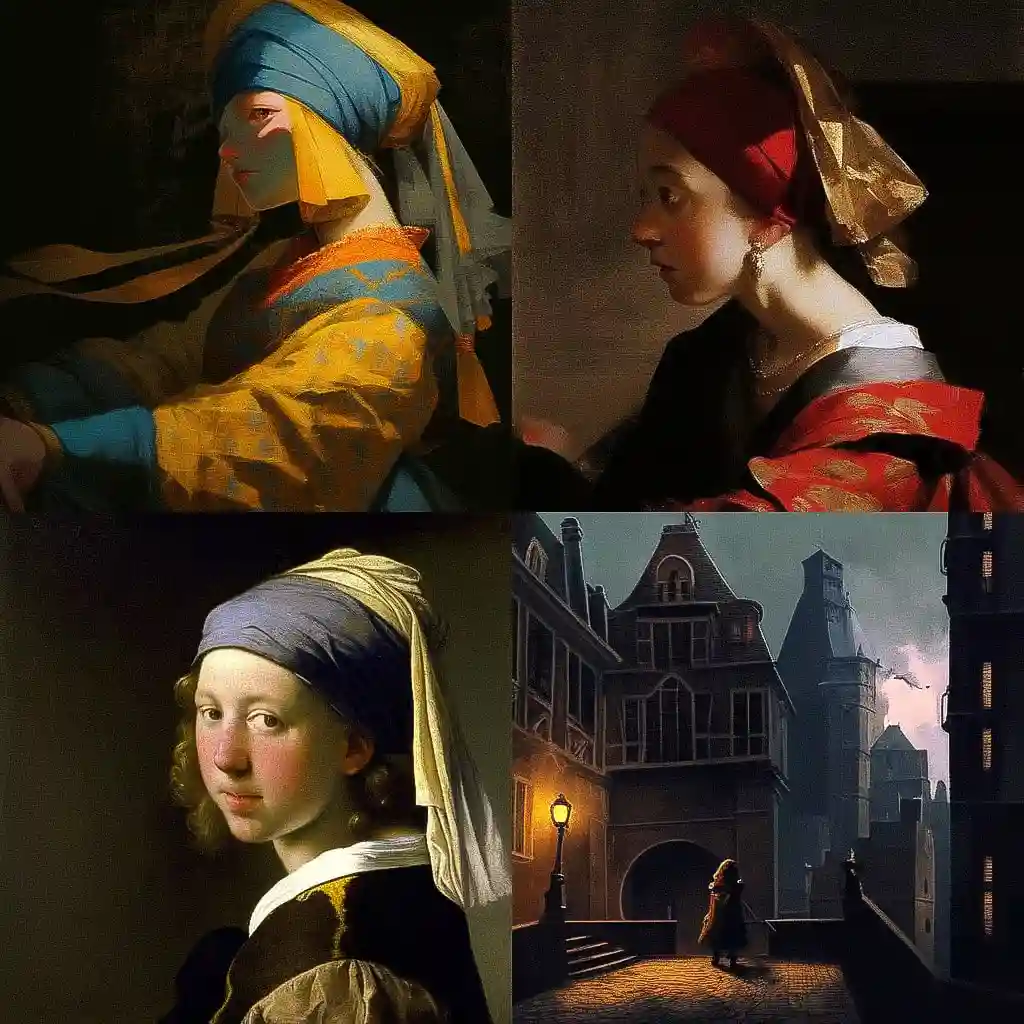 -约翰内斯·弗美尔 johannes vermeer风格midjourney AI绘画作品